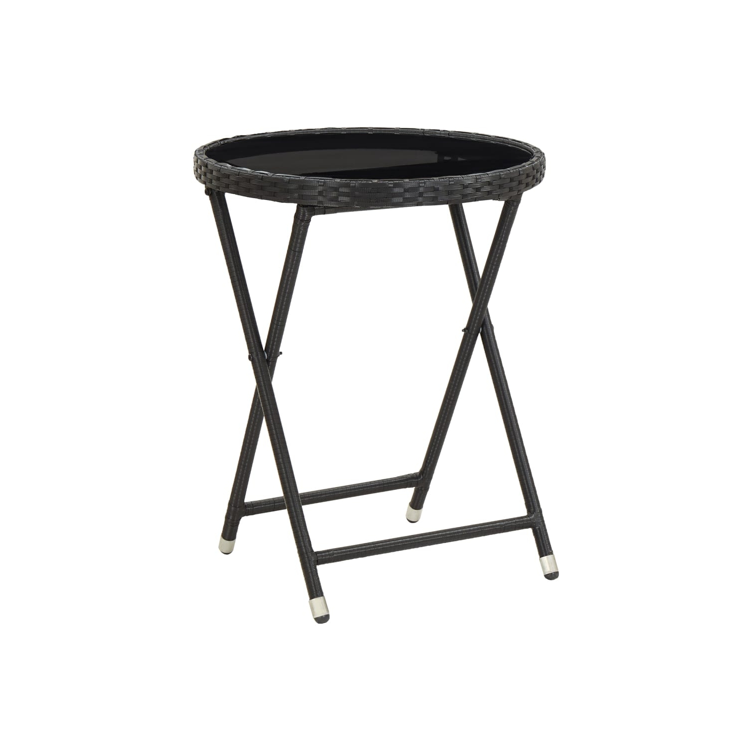 vidaXL 5 Piece Garden Bistro Set Poly Rattan and Tempered Glass Black