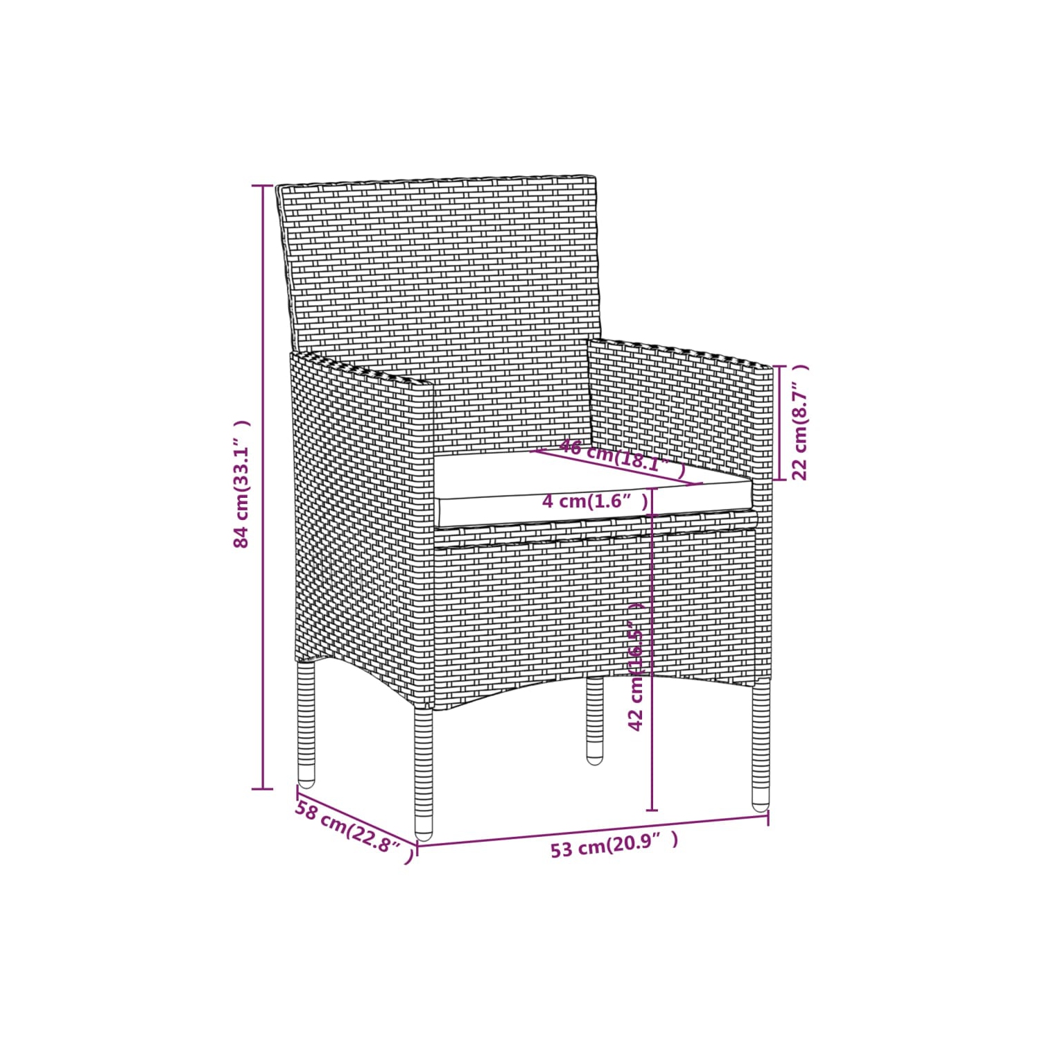 vidaXL 5 Piece Garden Bistro Set Poly Rattan and Tempered Glass Black