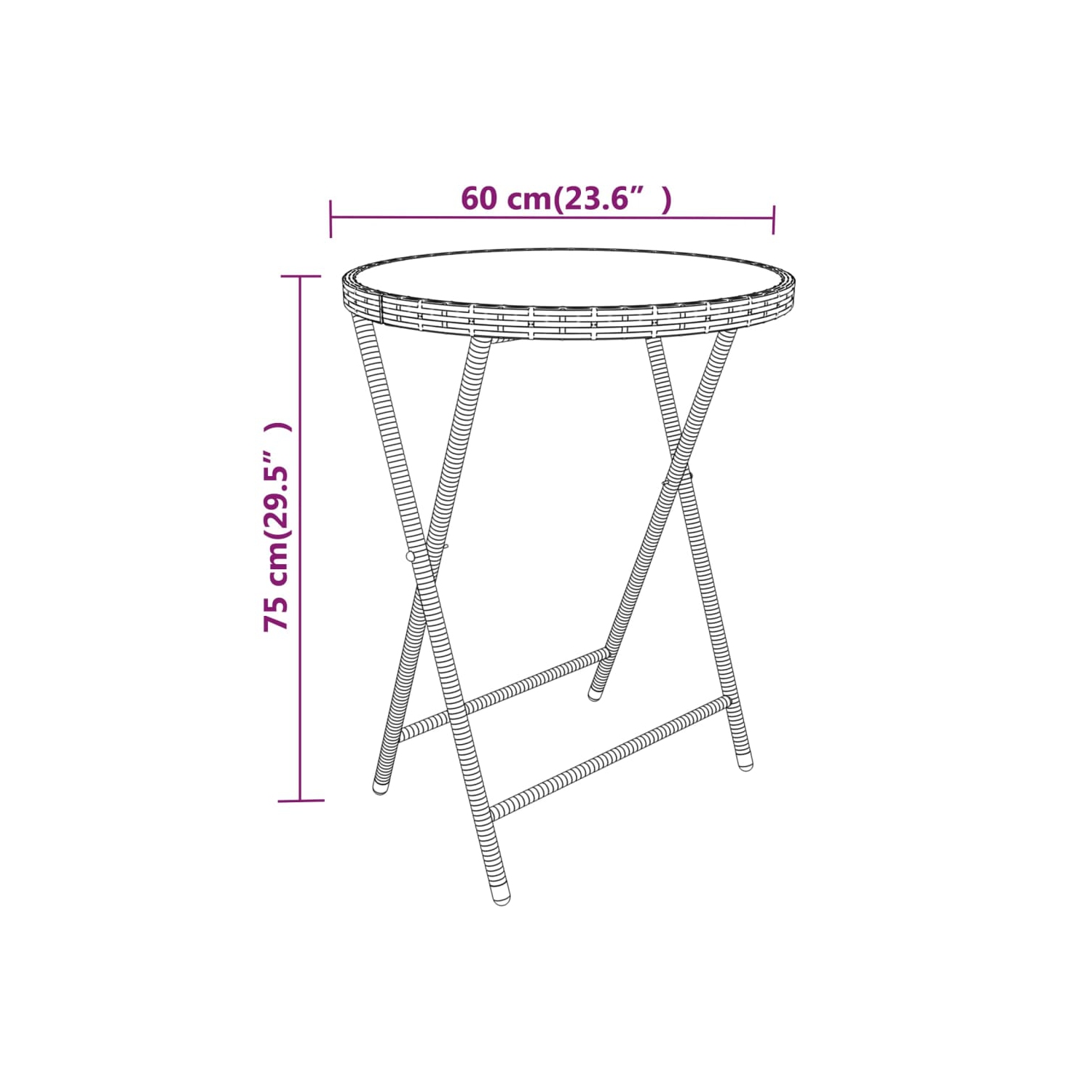 vidaXL 5 Piece Garden Bistro Set Poly Rattan and Tempered Glass Black