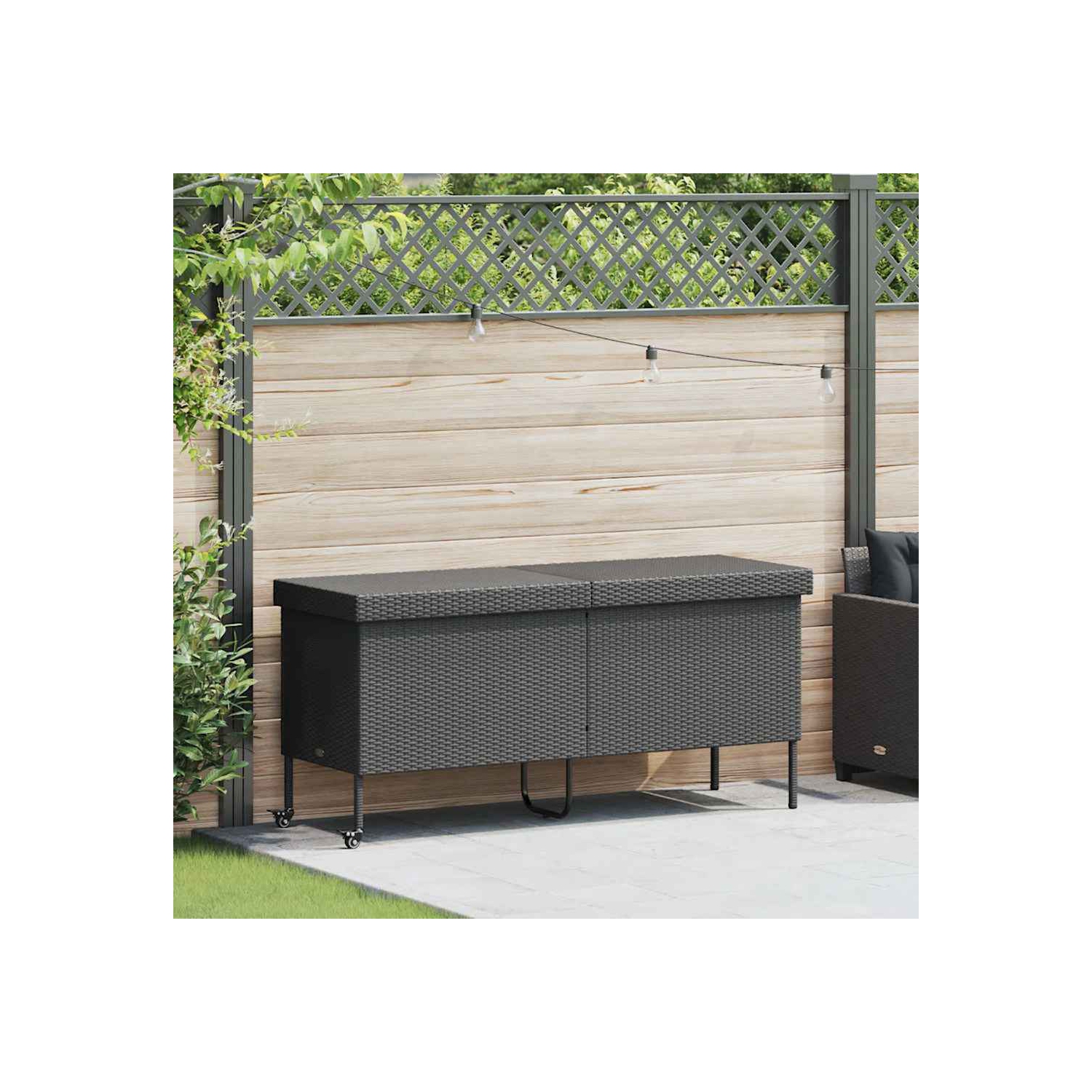 VidaXL – Boîte de rangement de jardin à roulettes en poly 160 x 55 x 75&nbsp;cm noir