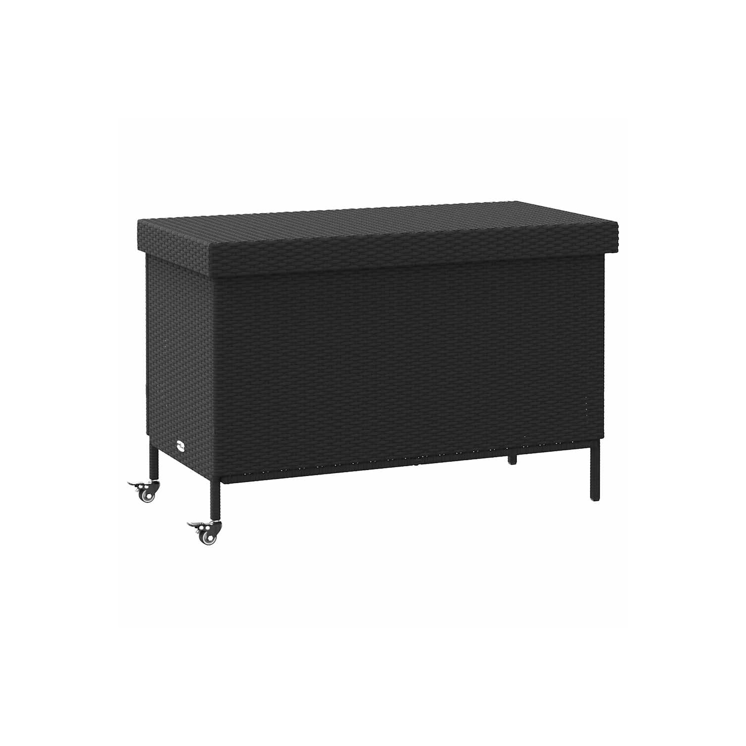 vidaXL Garden Storage Box with Wheels Black 110x55x73 cm Poly Rattan
