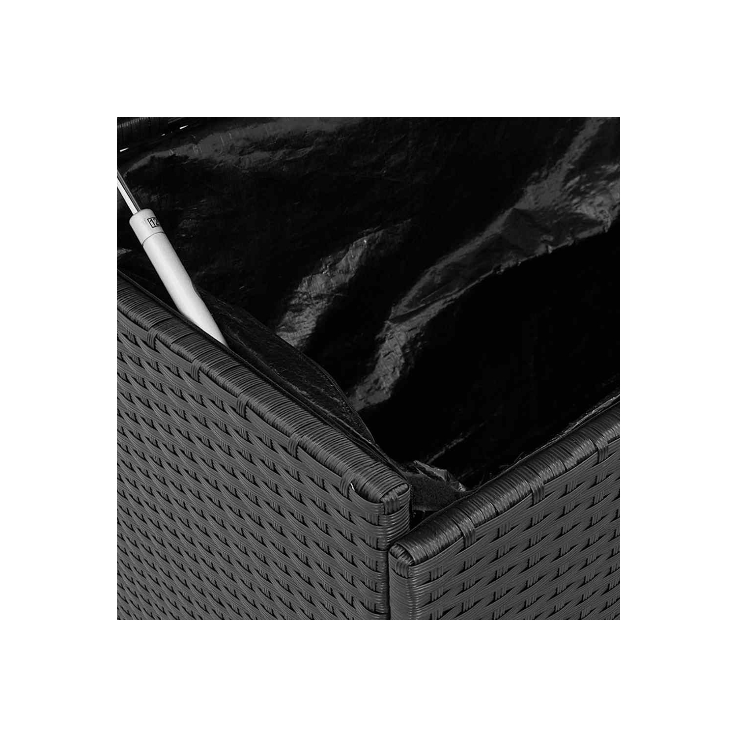 vidaXL Garden Storage Box with Wheels Black 110x55x73 cm Poly Rattan