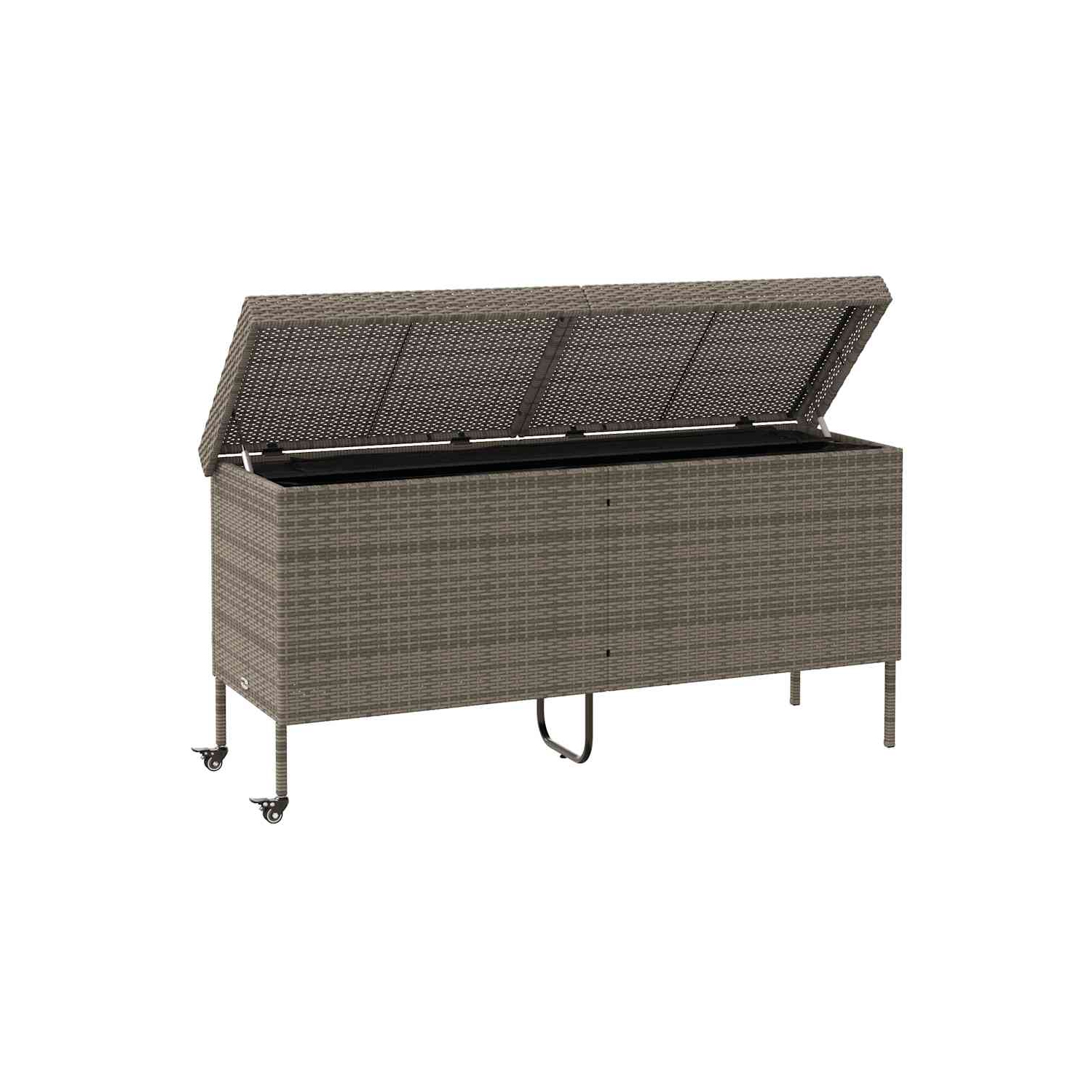 Boîte de rangement de jardin vidaXL avec roulettes en rotin synthétique 160 x 55 x 75&nbsp;cm gris