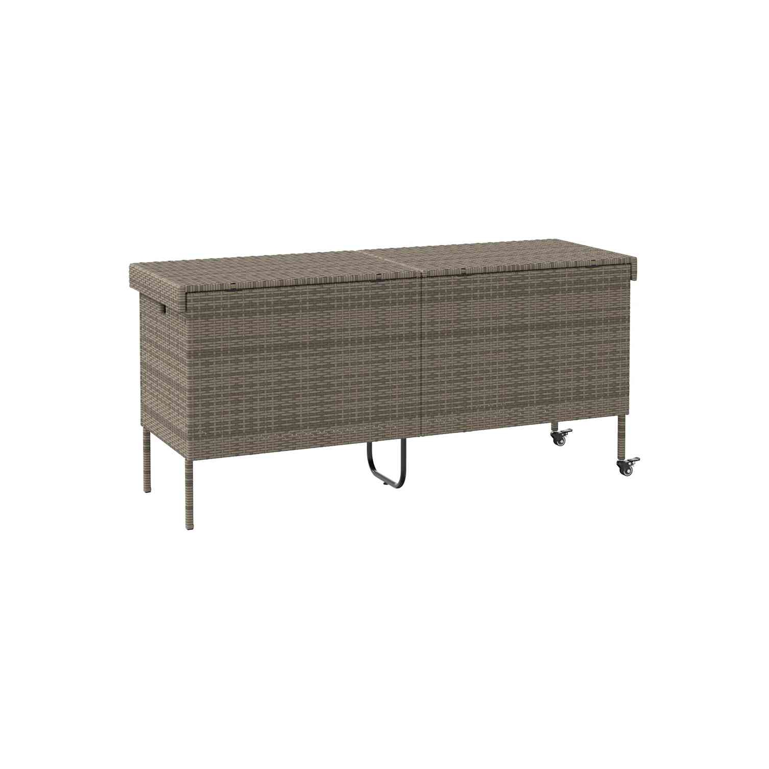 Boîte de rangement de jardin vidaXL avec roulettes en rotin synthétique 160 x 55 x 75&nbsp;cm gris