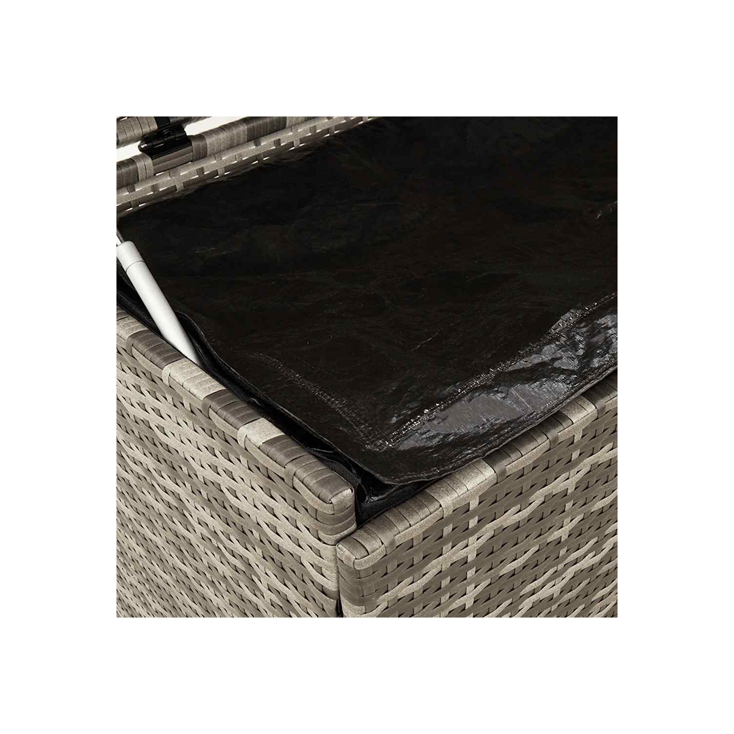 Boîte de rangement de jardin vidaXL avec roulettes en rotin synthétique 160 x 55 x 75&nbsp;cm gris