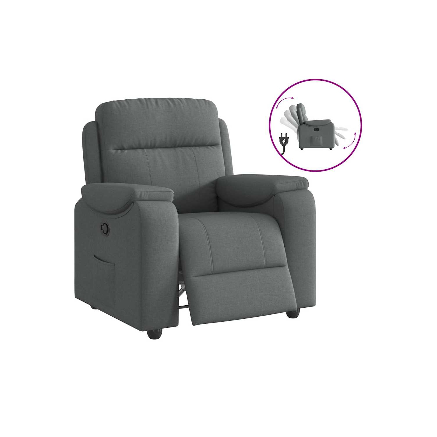 vidaXL Recliner Chair Dark Grey Fabric