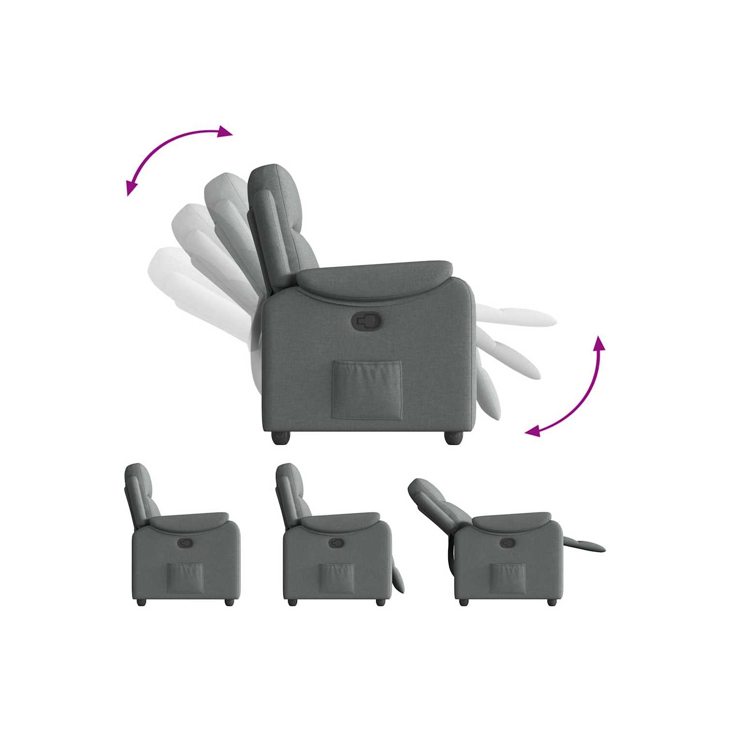 vidaXL Recliner Chair Dark Grey Fabric