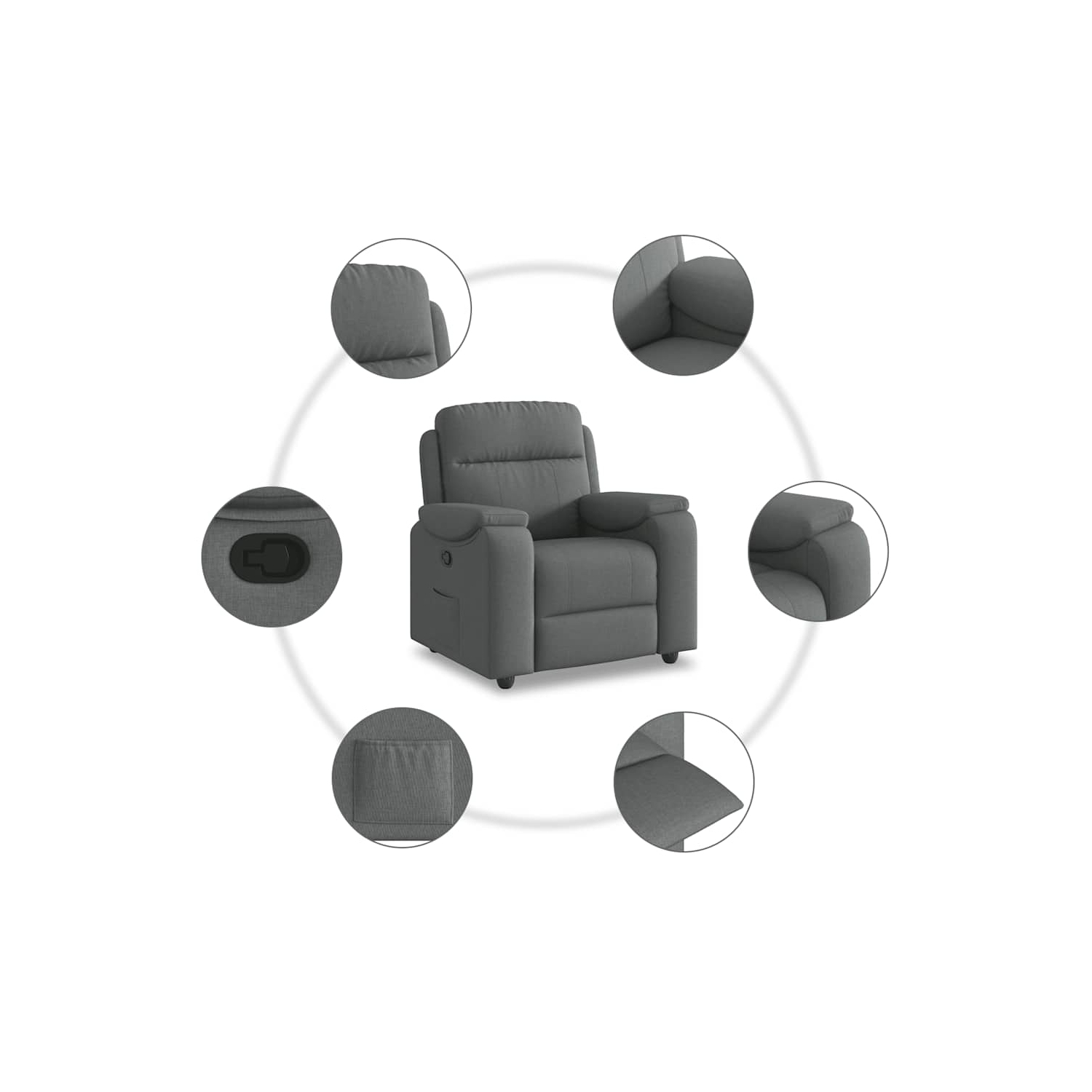 vidaXL Recliner Chair Dark Grey Fabric