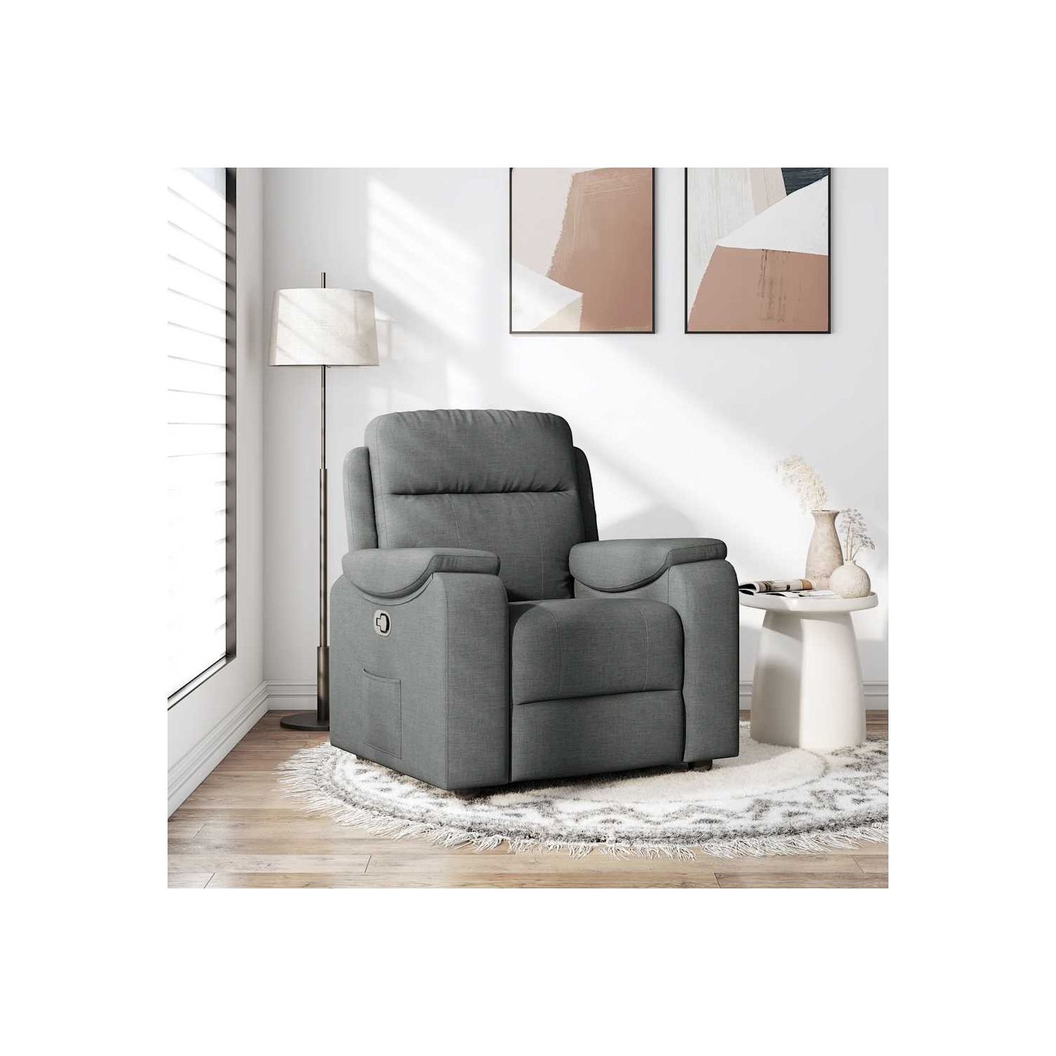 vidaXL Recliner Chair Dark Grey Fabric