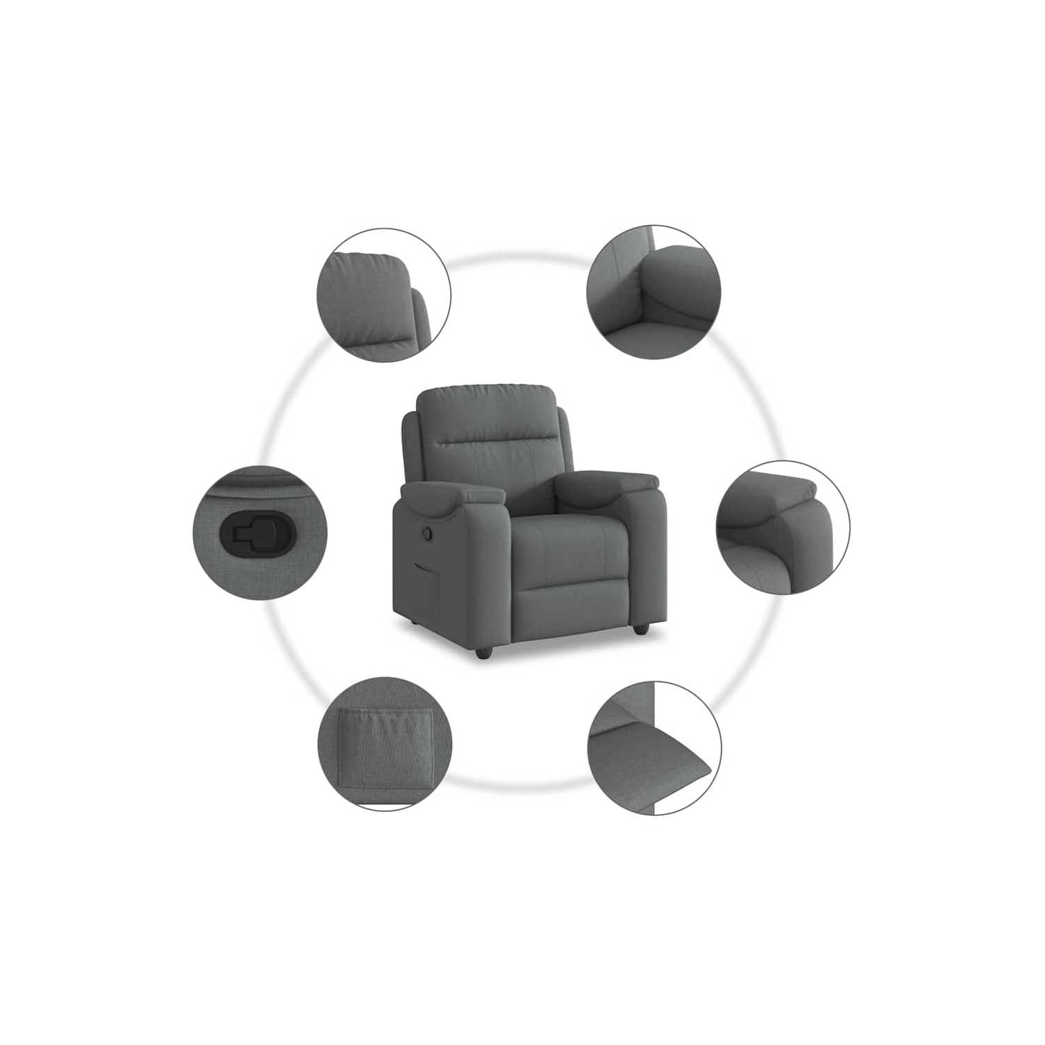 vidaXL Recliner Chair Dark Grey Fabric