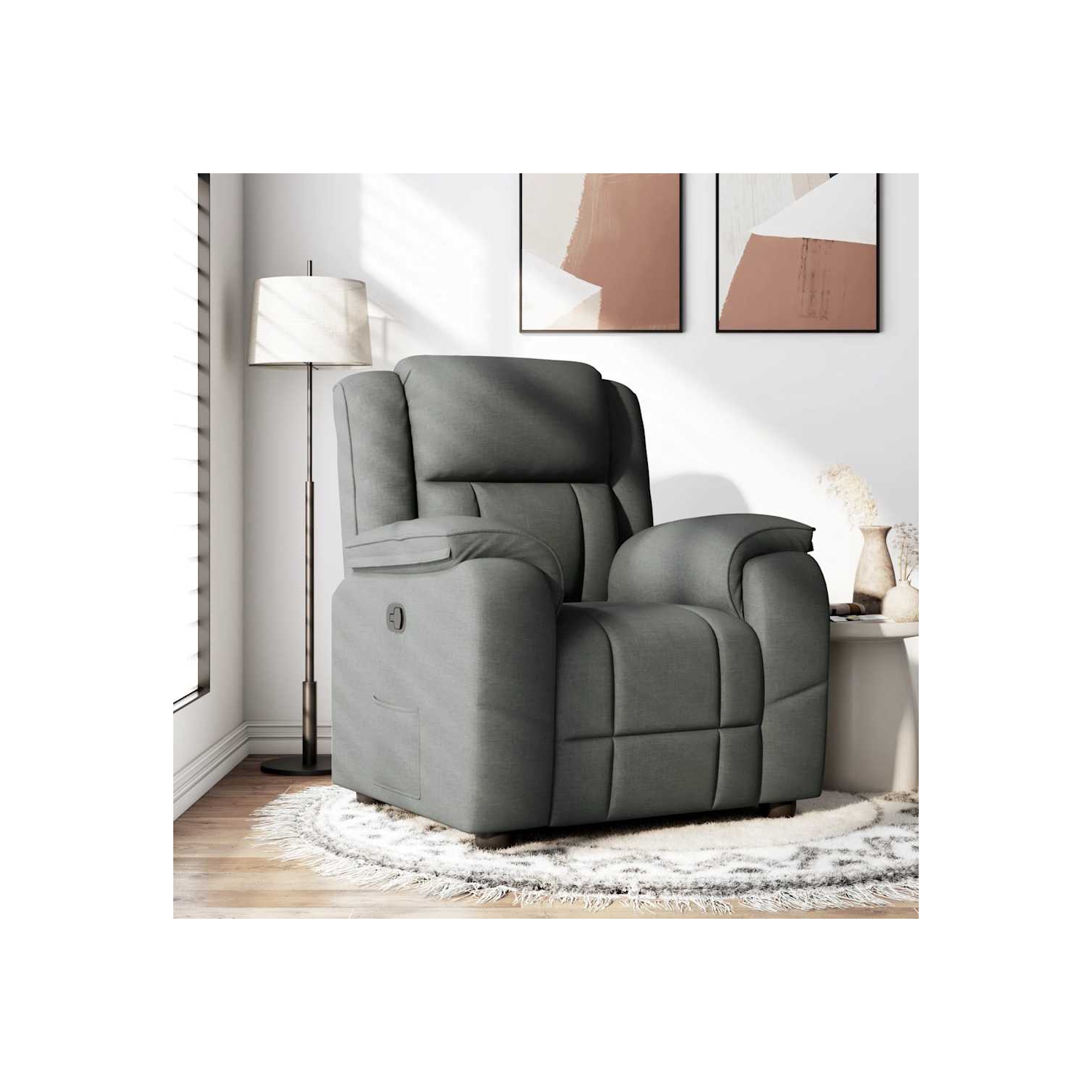 vidaXL Recliner Chair Dark Grey Fabric