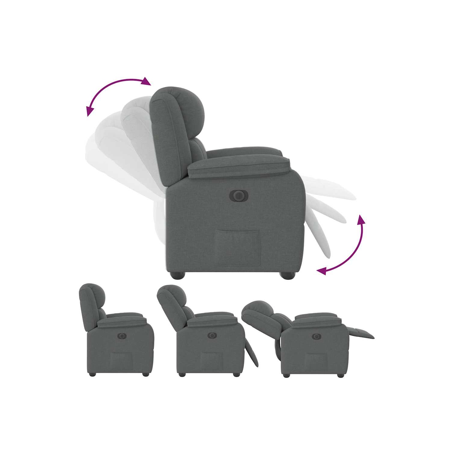 vidaXL Recliner Chair Dark Grey Fabric