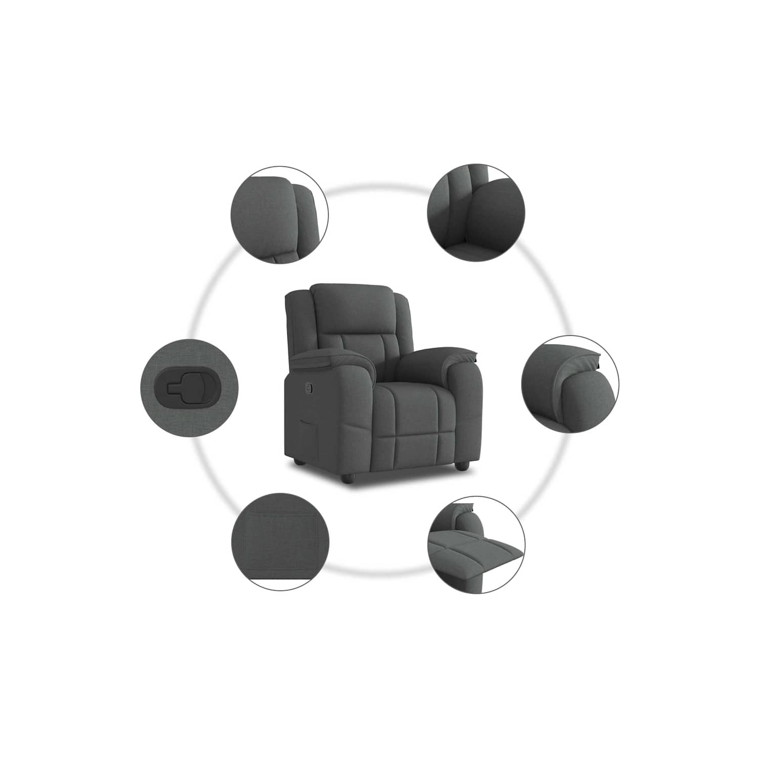 vidaXL Recliner Chair Dark Grey Fabric
