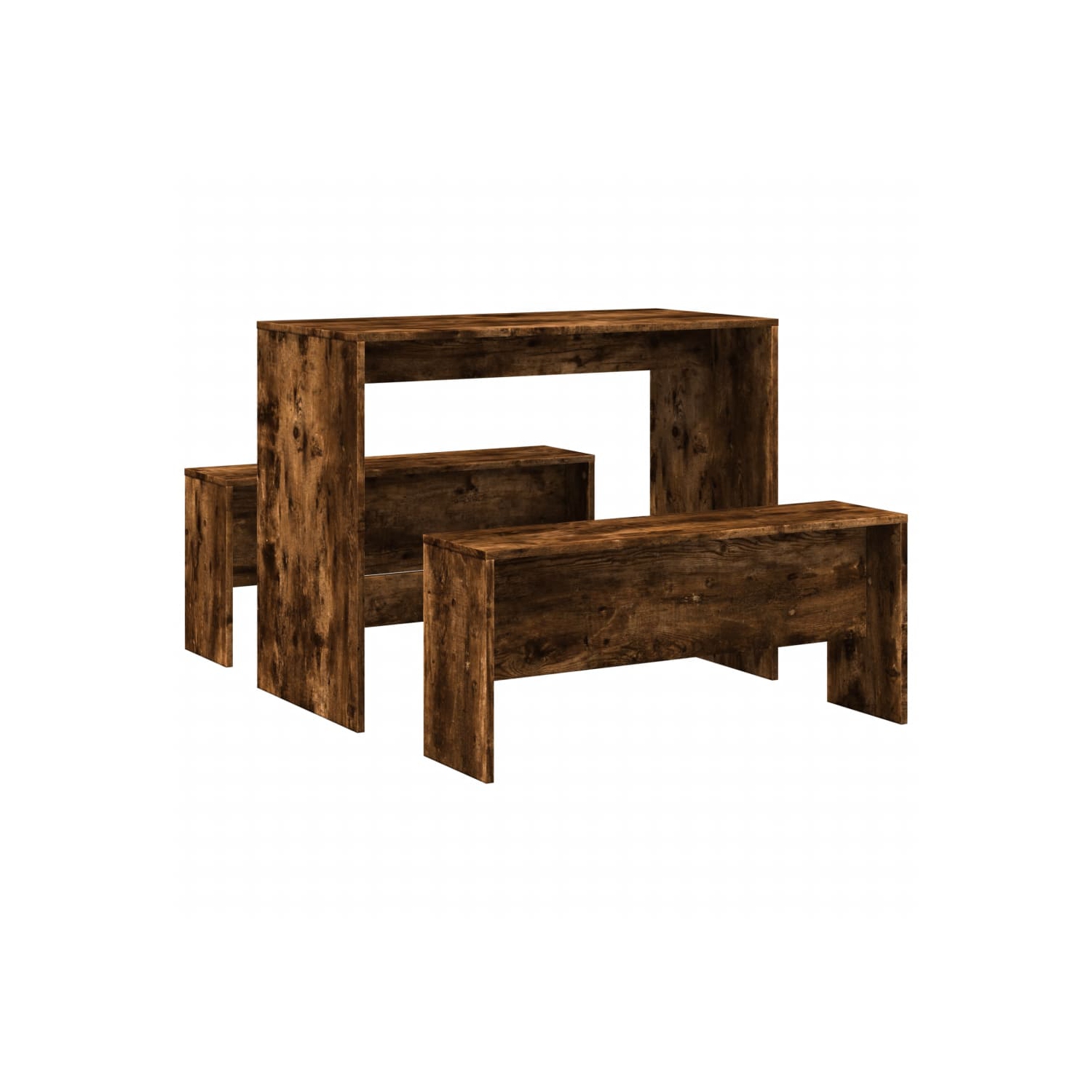 vidaXL 3 Piece Dining Table and Bench set Smoked Oak Engineered Wood