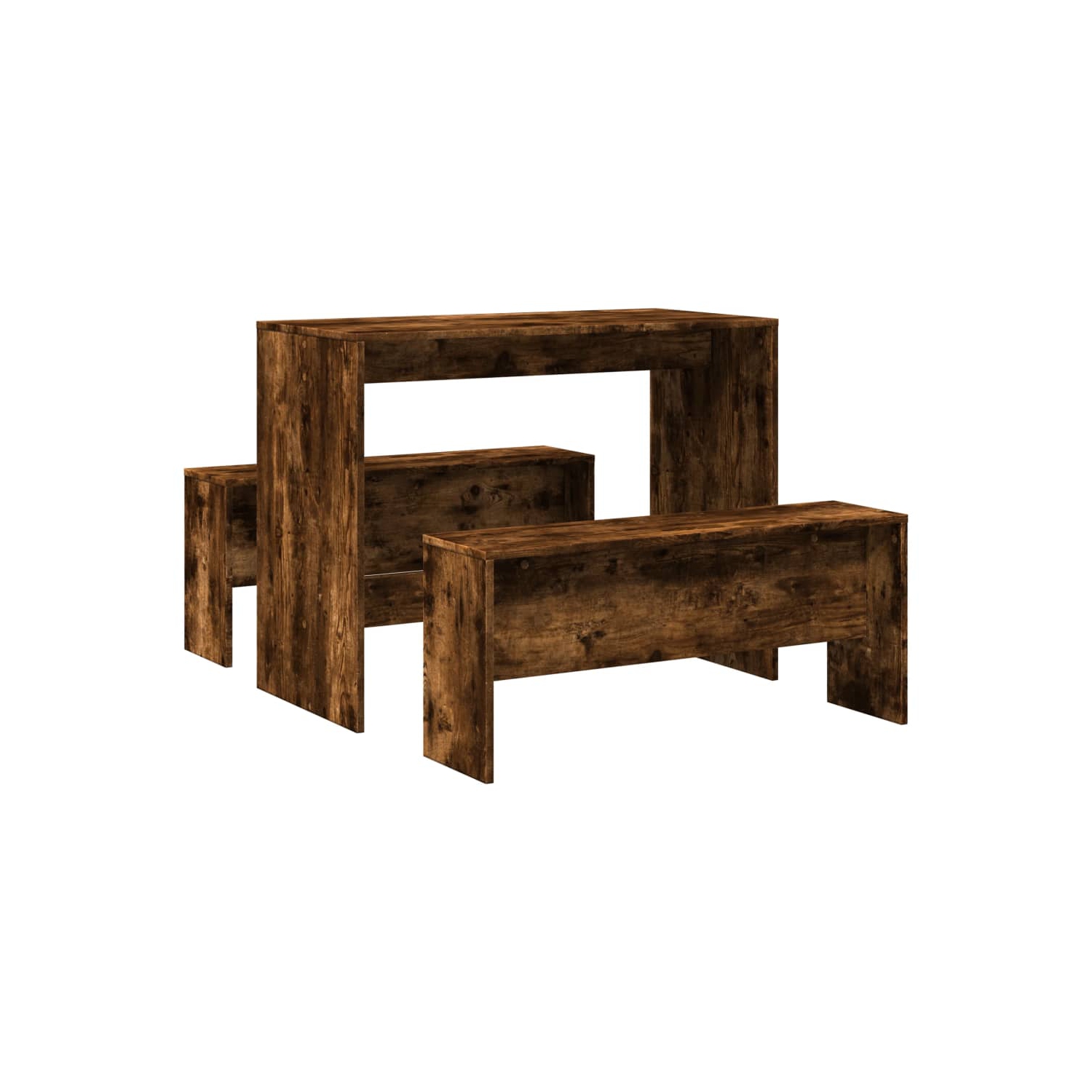 vidaXL 3 Piece Dining Table and Bench set Smoked Oak Engineered Wood