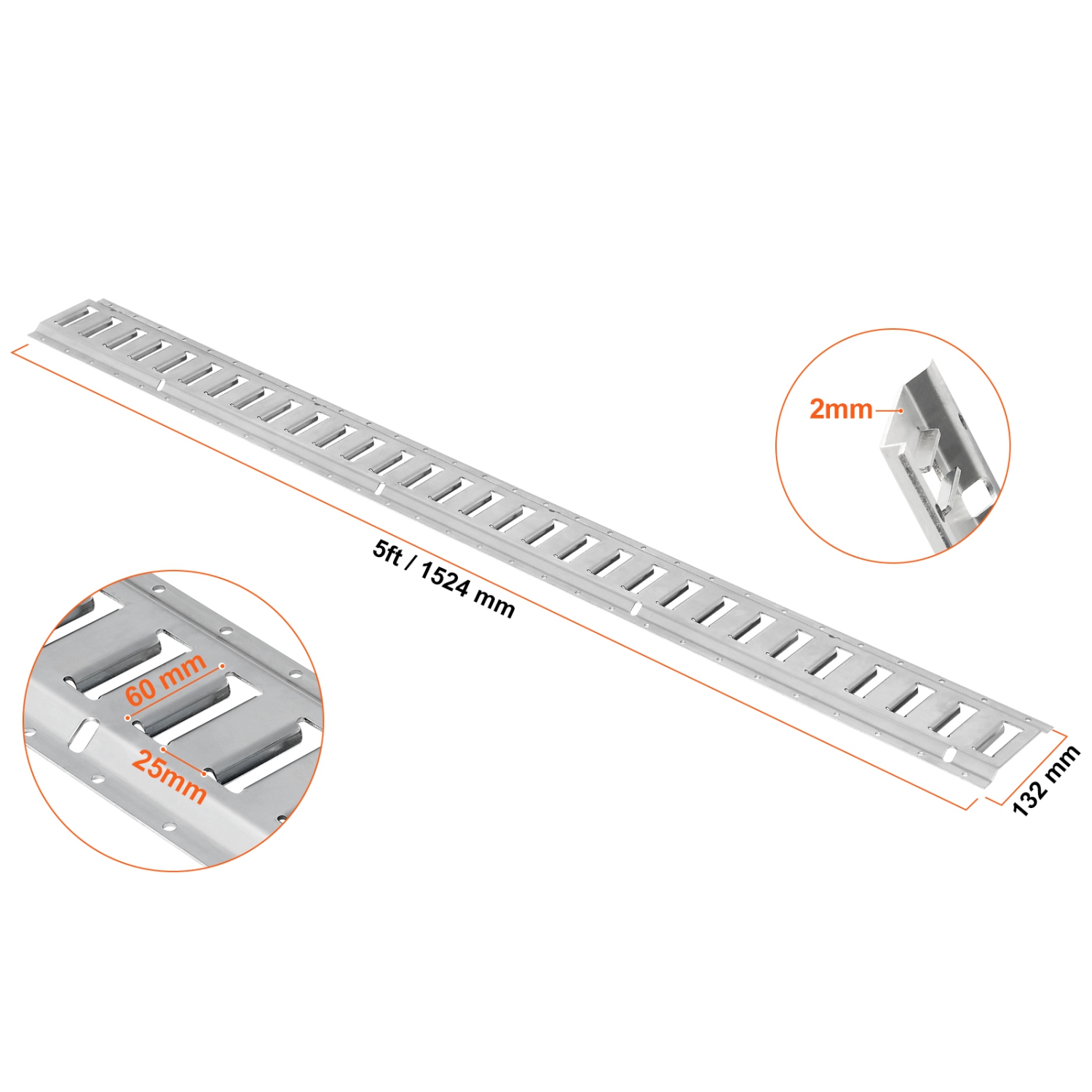 VEVOR 32PCS 5' E Track Tie-Down Rail Kit, E-Tracks Set Includes 8 Steel Rails & 8 O-Rings & 8 Tie-Offs with D-Ring & 8 End Caps, Trailer Securing