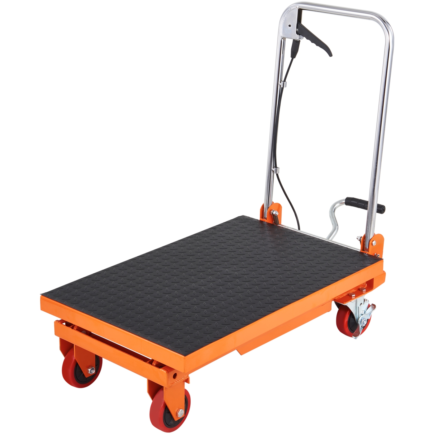 VEVOR Hydraulic Lift Table Cart, 330lbs Capacity 28.5" Lifting Height, Manual Single Scissor Lift Table with 4 Wheels and Non-slip Pad,Hydraulic