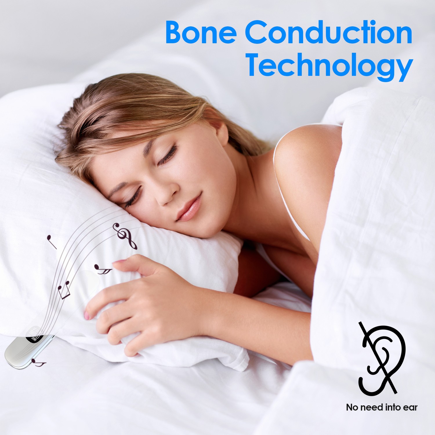 Pillow Speaker Bone Conduction Stereo Bluetooth Wireless Music Sleep Headphones Support iOS/Android for Deep Sleeping