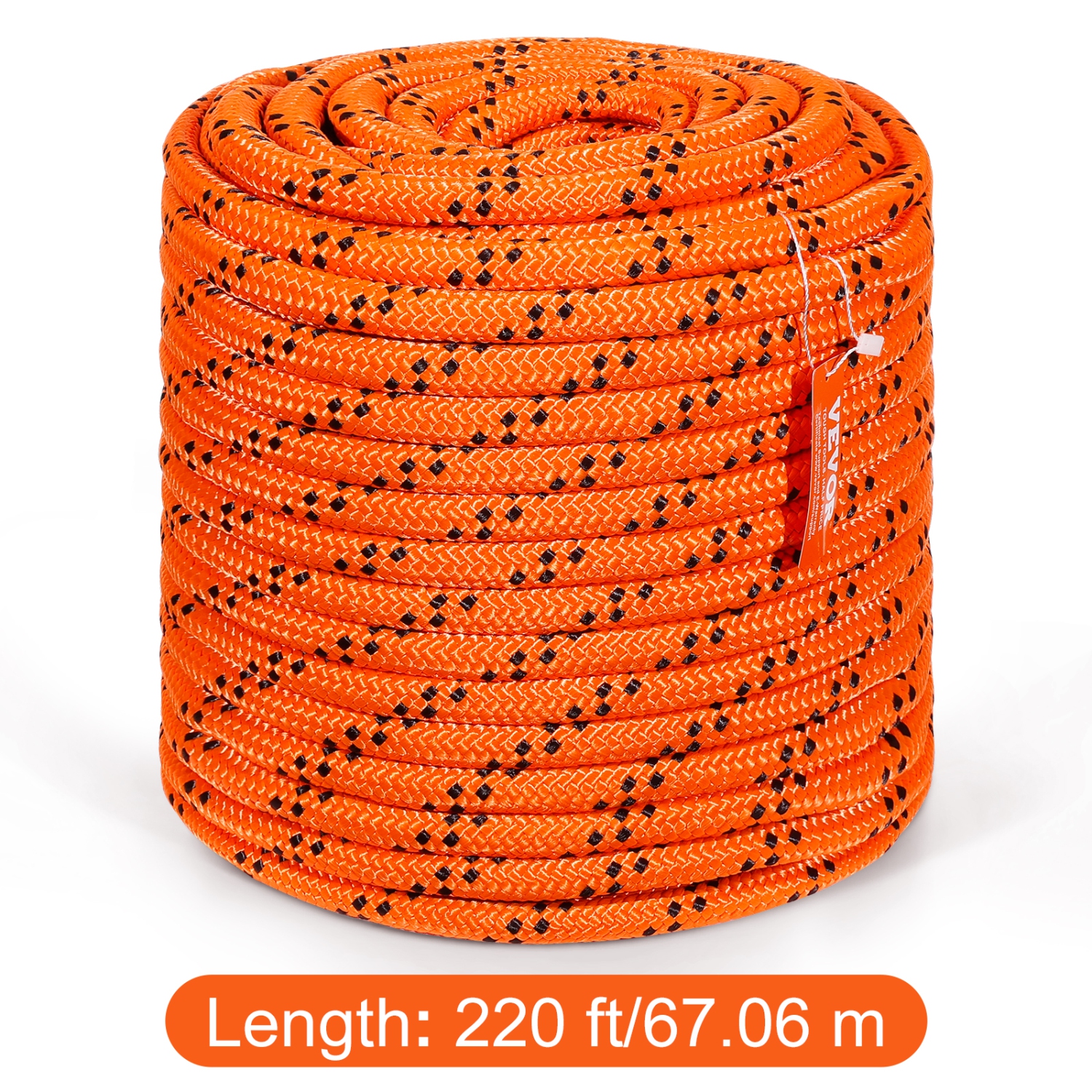 VEVOR 3/4 in x 220 ft Double Braided Polyester Rope, 24 Strands, 12700 LBS Breaking Strength Outdoor Rope, Arborist Rigging Rope for Rock Hiking