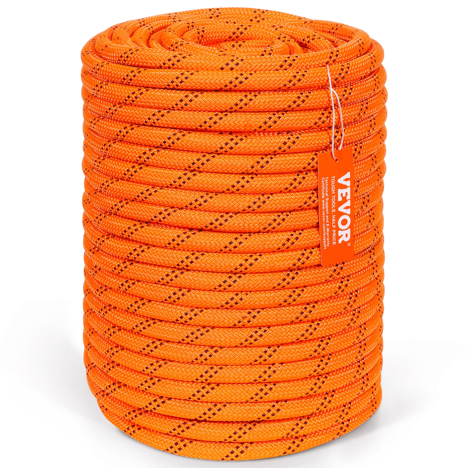 VEVOR 48-Strand Dual-Weave Polyester Cord, 1/2 inch x 220 feet, 8000 LBS Tensile Strength, Multi-Use Outdoor Rope for Camping, Swinging, Rappelling,