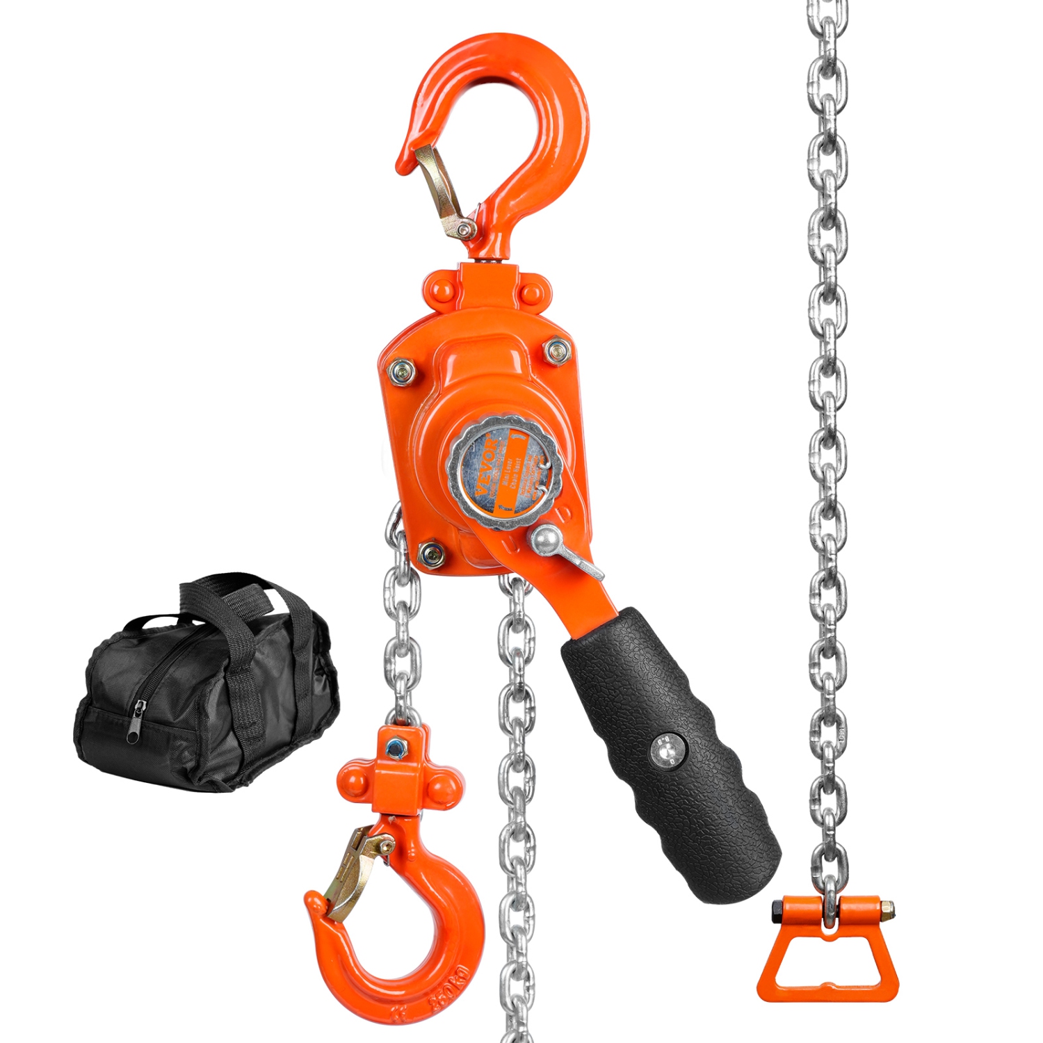 VEVOR 1/4 Ton Manual Lever Chain Hoist, 550 lbs Capacity 5 FT Come Along, G80 Galvanized Carbon Steel with Weston Double-Pawl Brake, Auto Chain