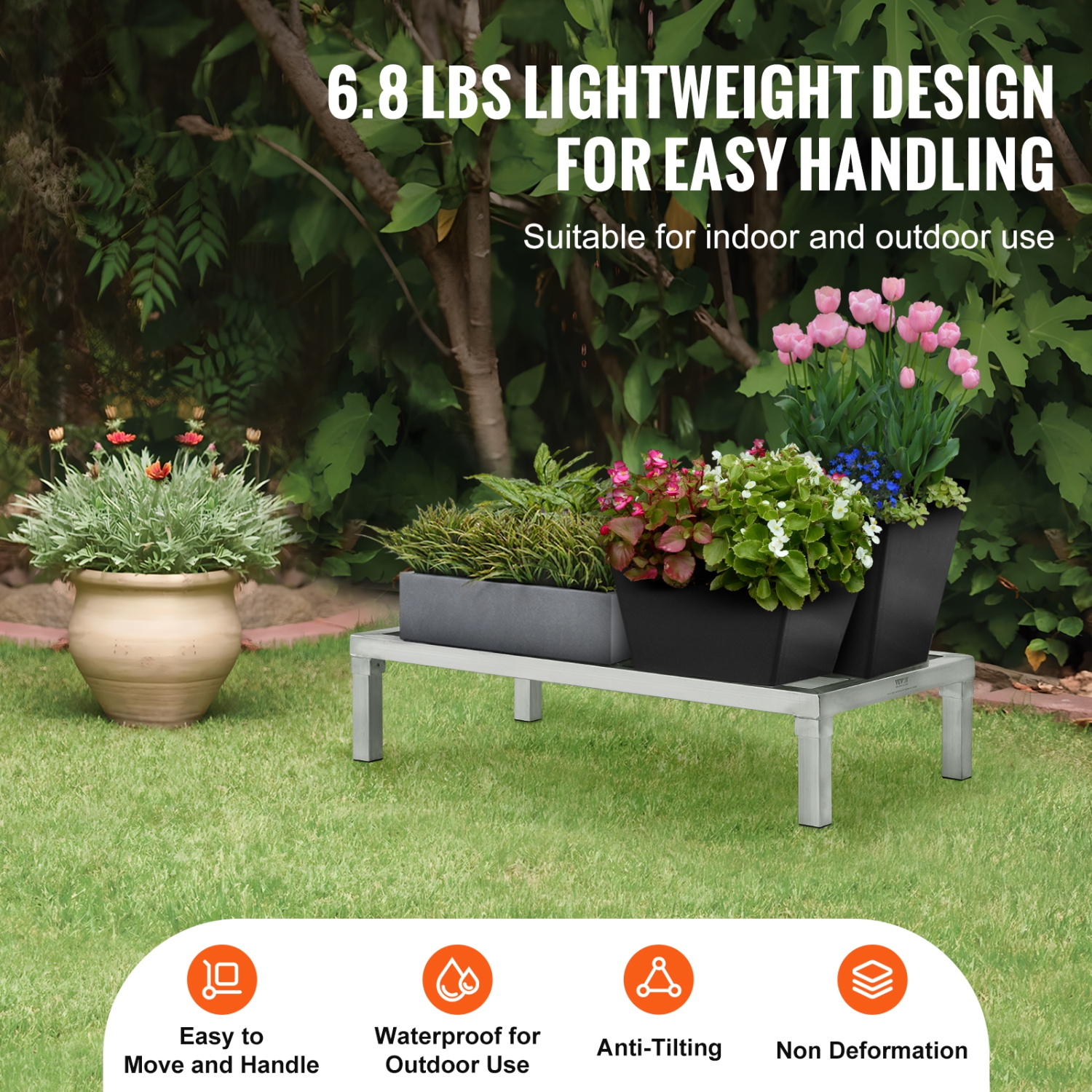 VEVOR 36” x 20” Aluminum Dunnage Rack, Commercial Food Floor Rack, 8” Off the Floor, 1800 lbs Capacity All-Welded Aluminum Storage Rack, for Storage