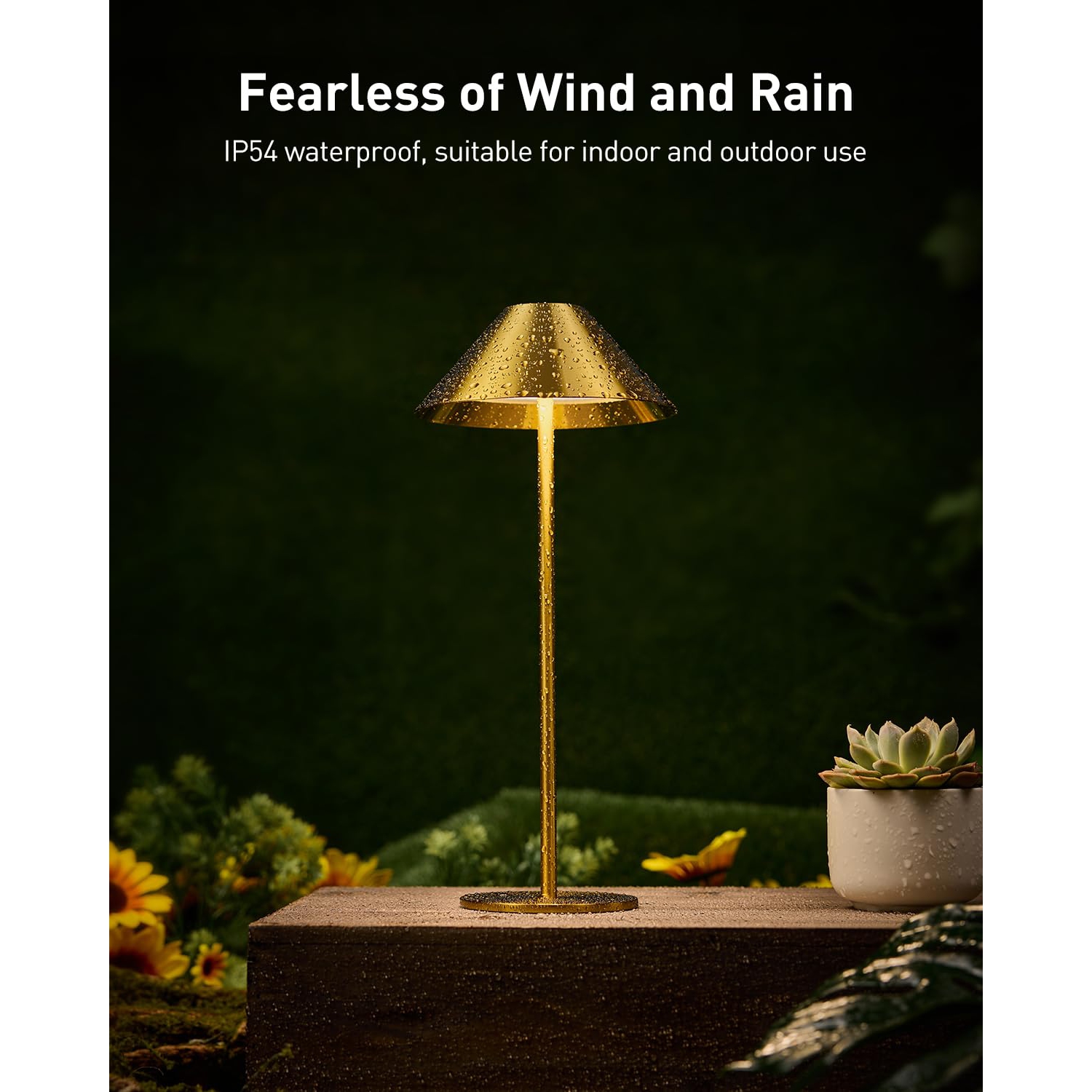 Lampe de table sans fil dorée, lampe tactile rechargeable avec gradation à 3 couleurs pour la chambre à coucher/le salon