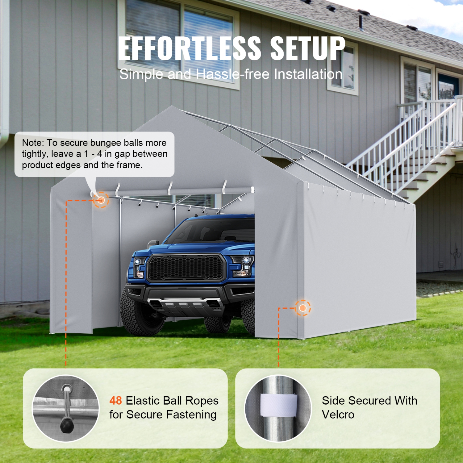 12 20 pi couvre-toit de rechange pour abri d'auto de VEVOR Paroi latérale , abri pour tente de garage étanche et résistant aux rayons UV, avec