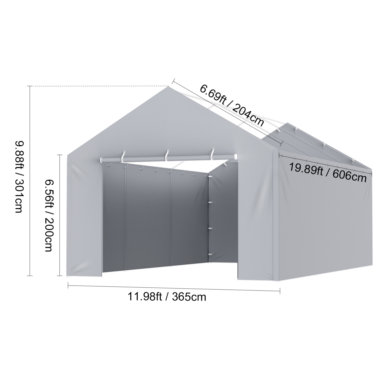 12 20 pi couvre-toit de rechange pour abri d'auto de VEVOR Paroi latérale , abri pour tente de garage étanche et résistant aux rayons UV, avec