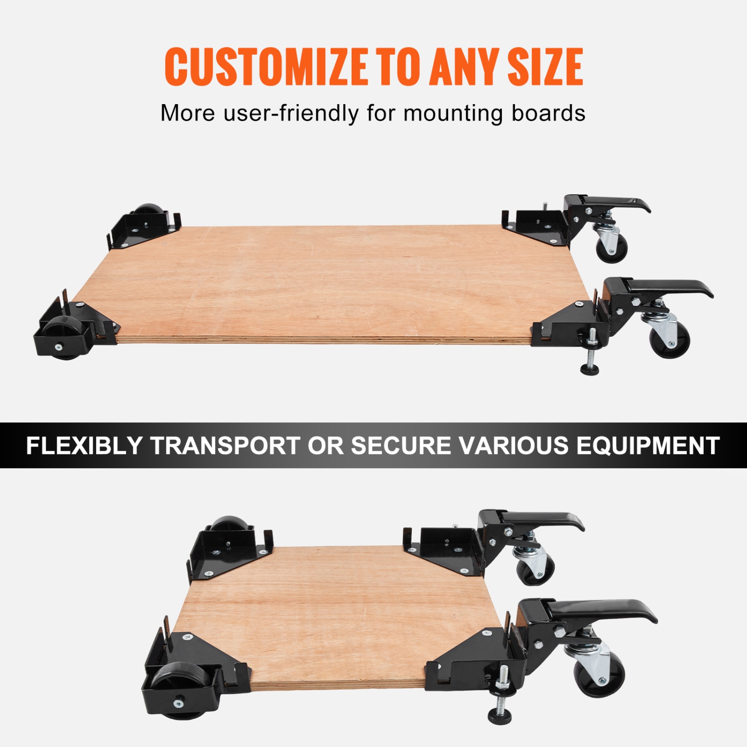 400&nbsp;lb de base mobile VEVOR, capacité de poids réglable de 9,5 x 9,5&nbsp;po à l'infini, support universel robuste à base mobile avec roulettes