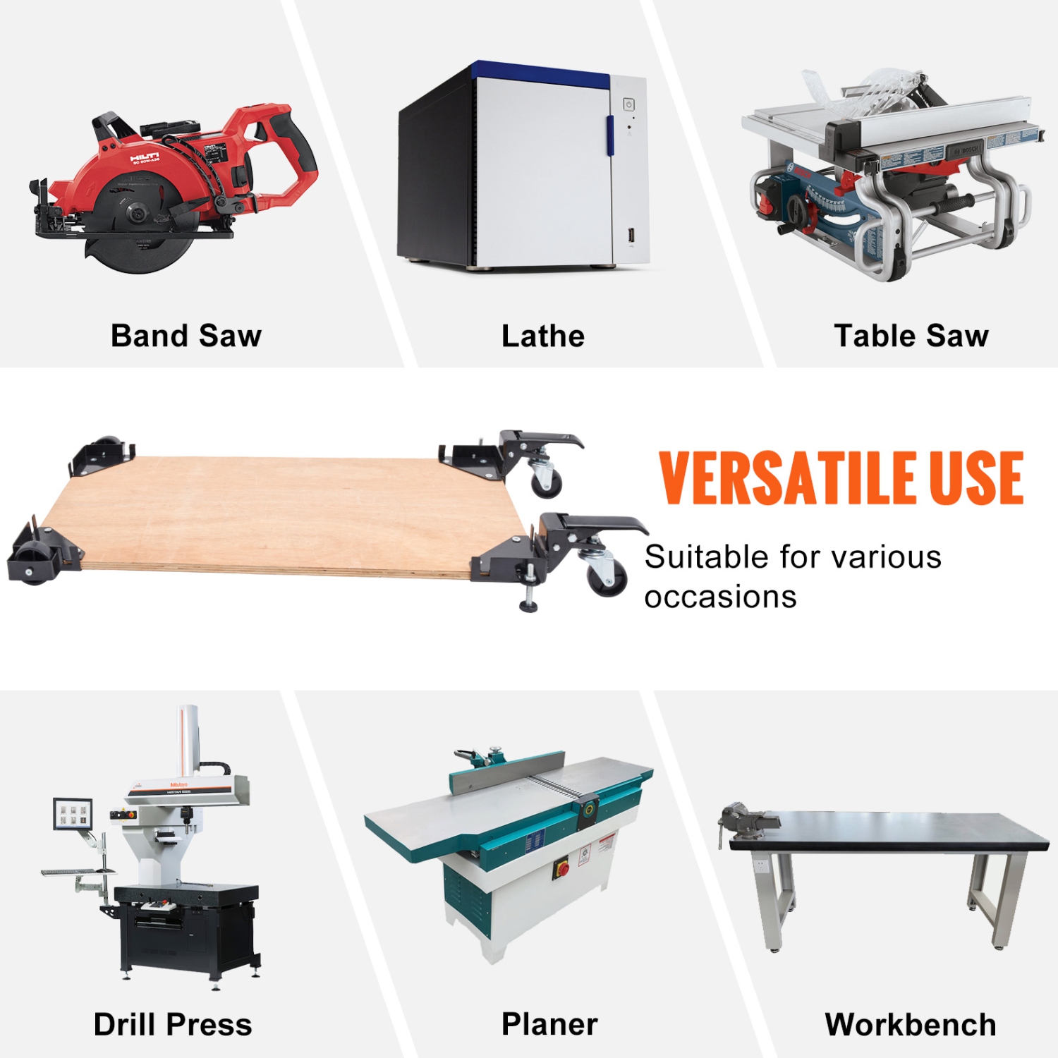 400&nbsp;lb de base mobile VEVOR, capacité de poids réglable de 9,5 x 9,5&nbsp;po à l'infini, support universel robuste à base mobile avec roulettes