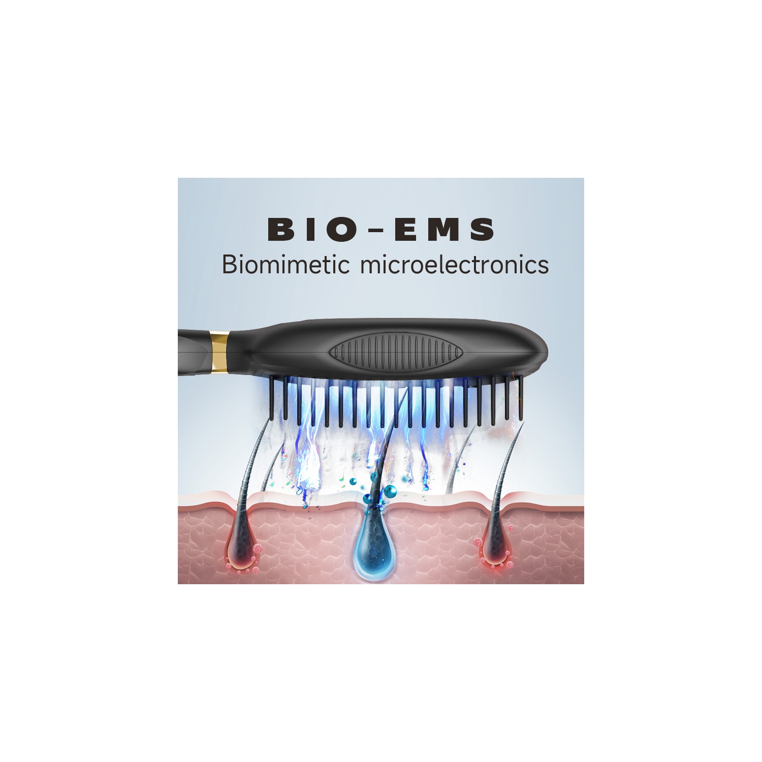 EMS Red Light Therapy Electric Photonic Scalp Hair Care Vibration Massager Comb(Black)