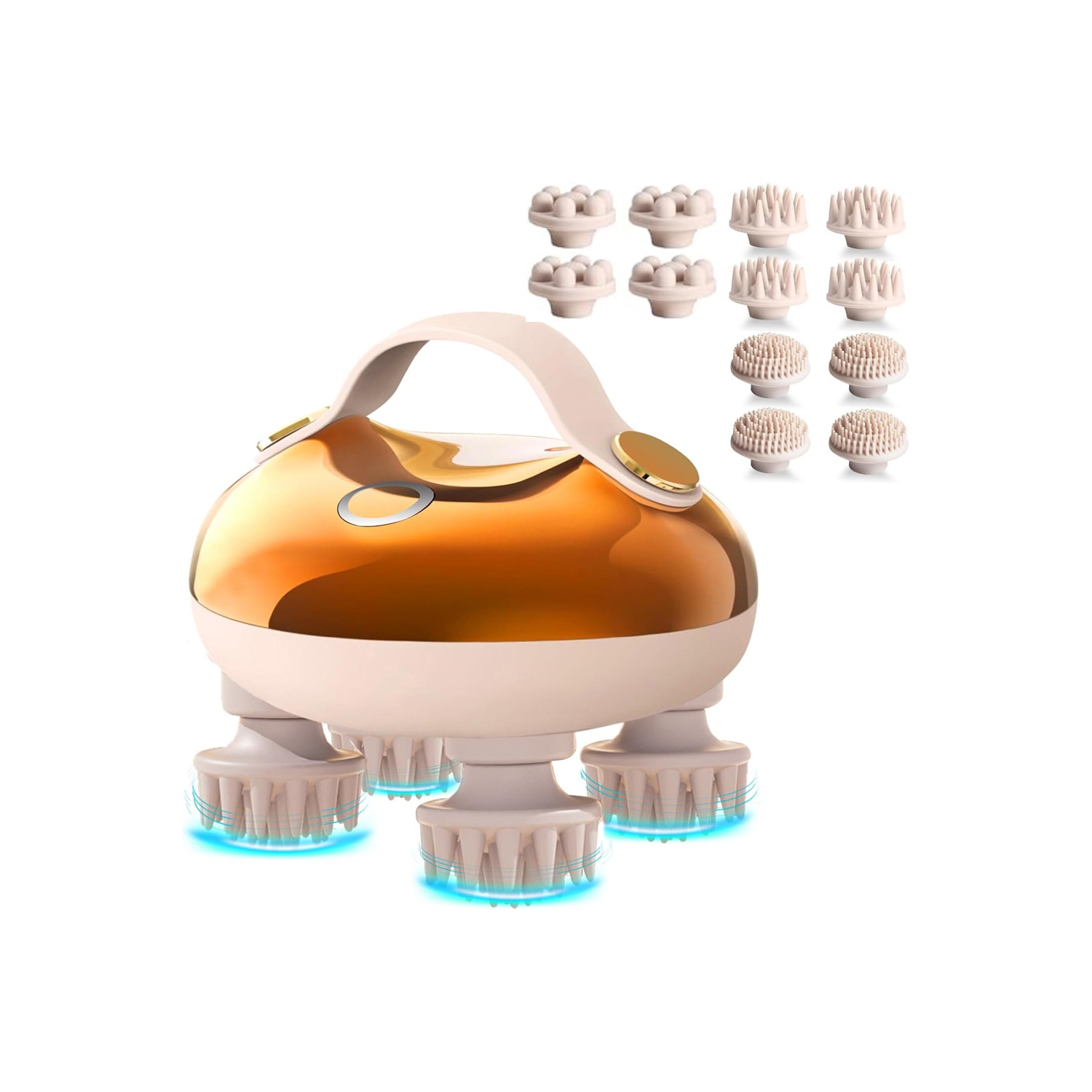 Appareil de massage électrique pour la tête de massage étanche Scalp avec têtes de rechange en silicone pour la croissance des cheveux