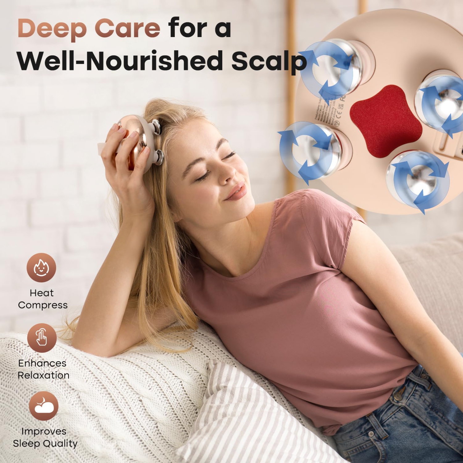 Appareil de massage électrique pour la tête de massage étanche Scalp avec têtes de rechange en silicone pour la croissance des cheveux