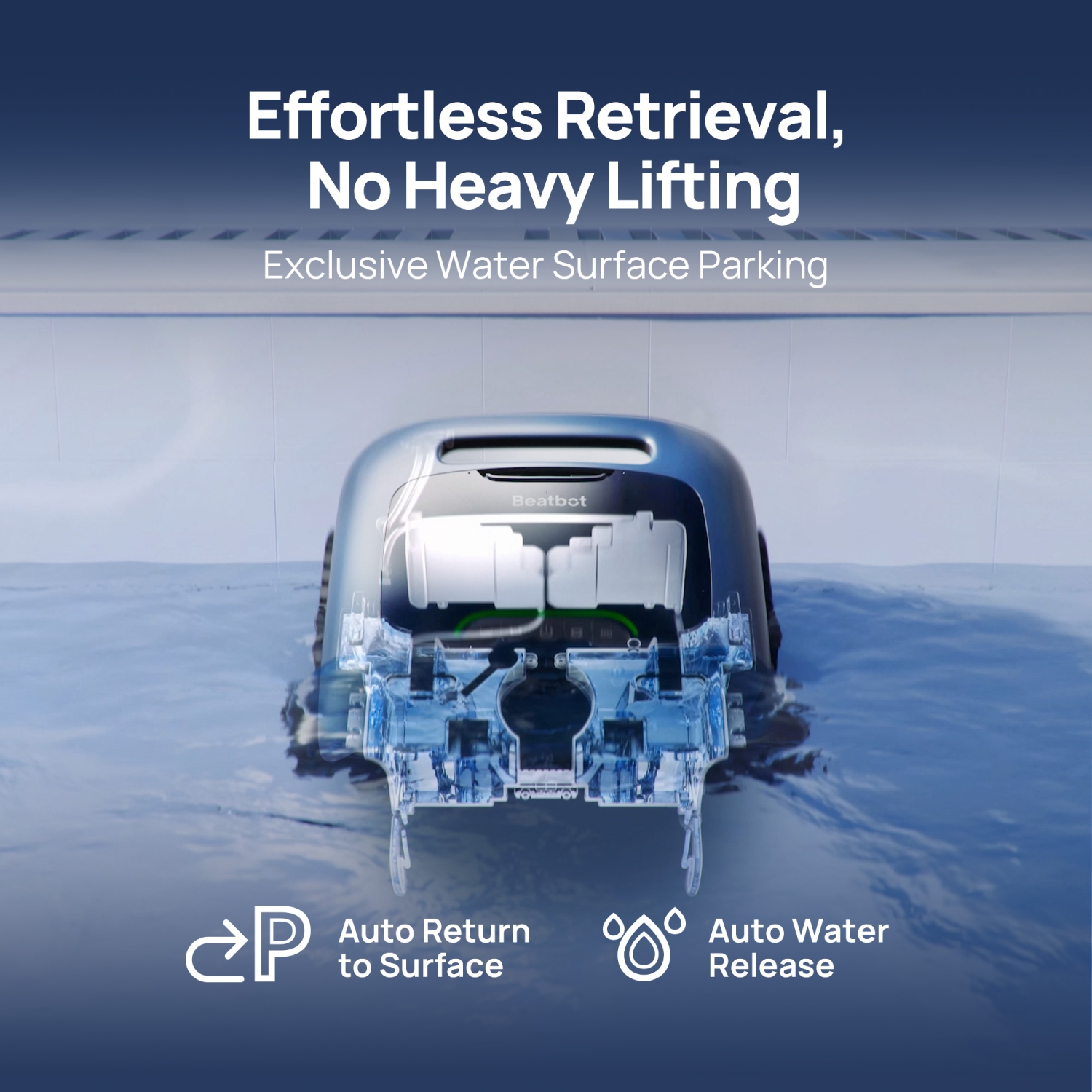 Beatbot A100 Pro - Cordless Robotic Pool Cleaner, 5 in 1 Cleaning, Clarification, Surface, Waterline, Floor, Walls, Intelligent Surface Parking -