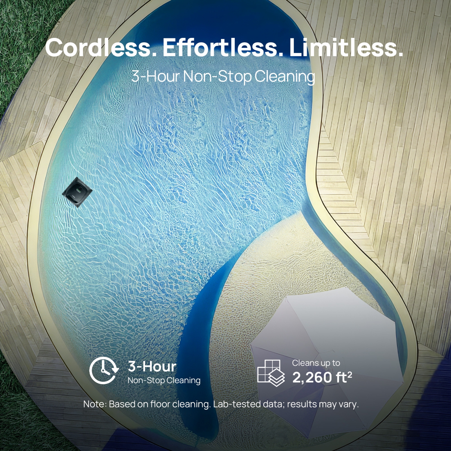 Beatbot A100 – Nettoyeur robotique sans fil pour piscine, optimisation intelligente du trajet, nettoie les planchers, les murs et la conduite d'eau,