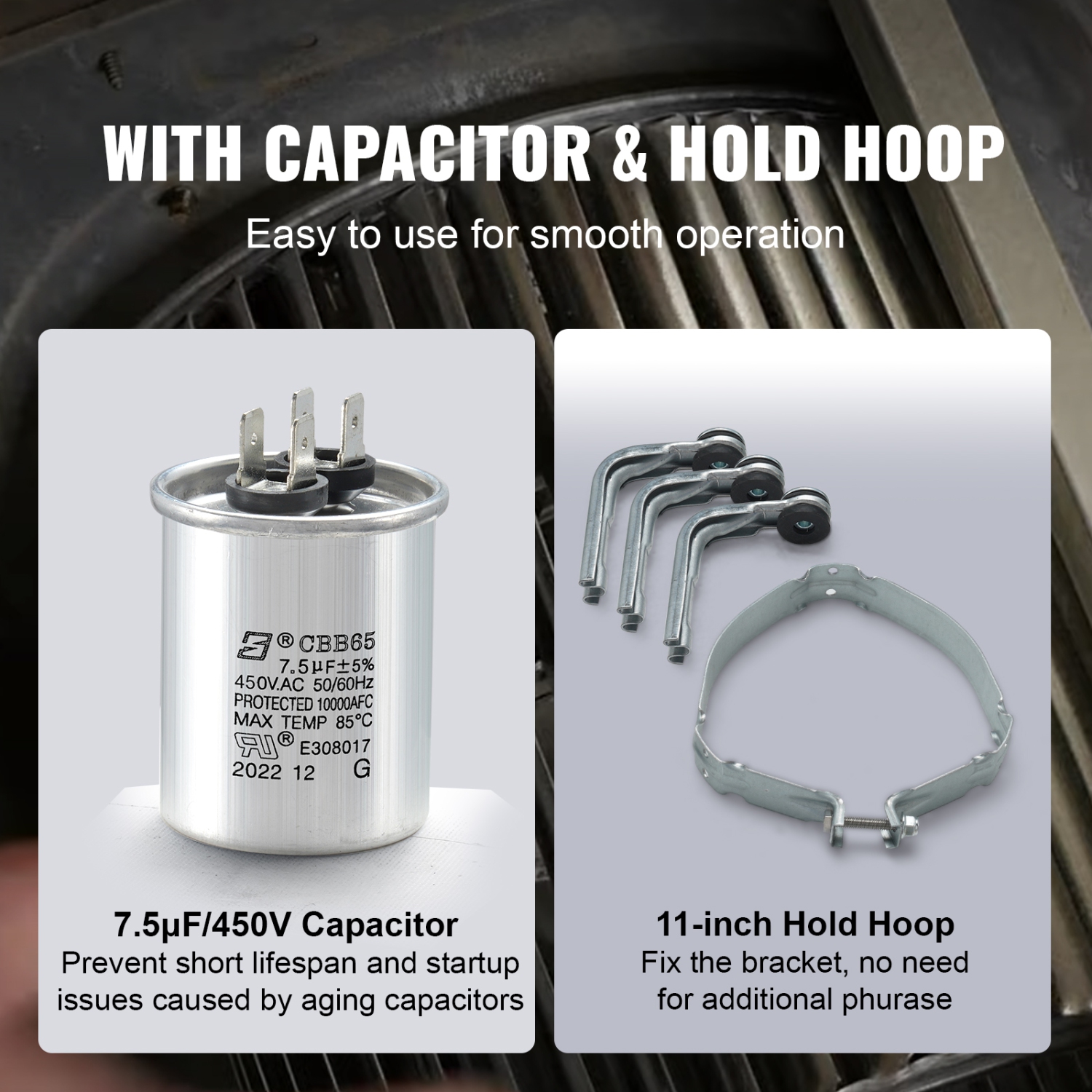 Moteur de soufflante de fournaise VEVOR 1/2 HP, 208/230 V 2,7 A, 5 vitesses 1075&nbsp;tr/min, rotation CW/CCW, arbre de 3,4&nbsp;po de longueur à