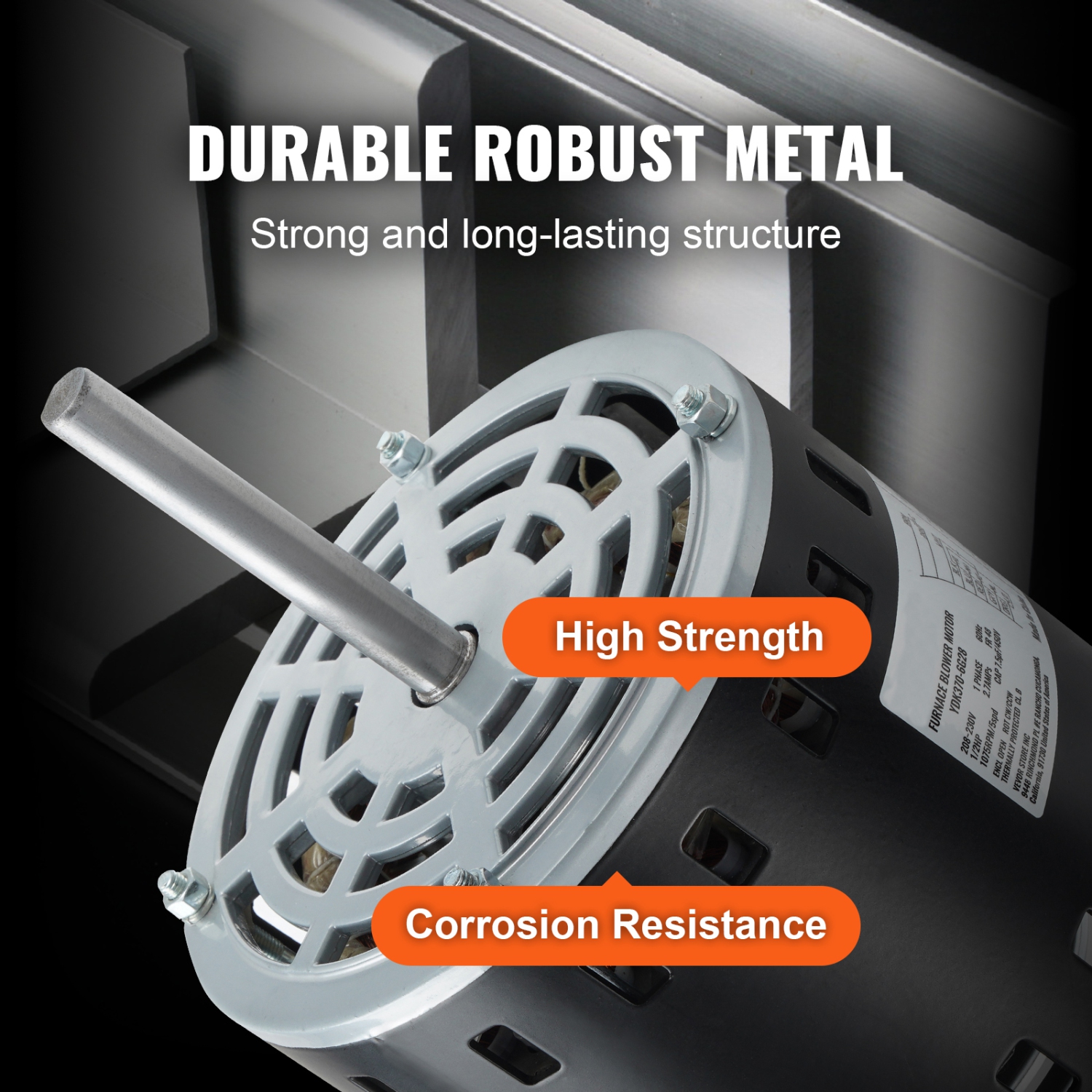 Moteur de soufflante de fournaise VEVOR 1/2 HP, 208/230 V 2,7 A, 5 vitesses 1075&nbsp;tr/min, rotation CW/CCW, arbre de 3,4&nbsp;po de longueur à