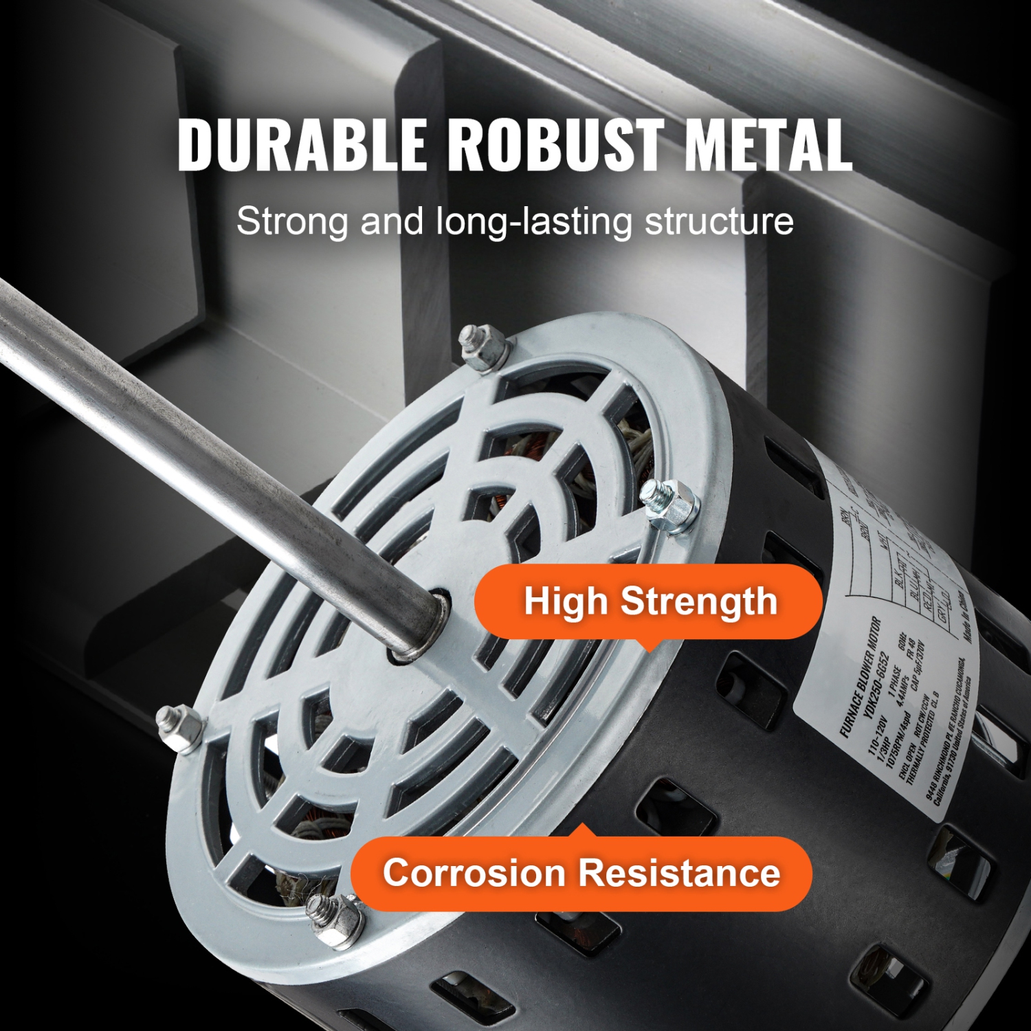 Moteur de soufflante de fournaise VEVOR 1/3 HP, 4,4 A 110/120 V, 4 vitesses 1075&nbsp;tr/min, rotation CW/CCW, arbre de 5,2&nbsp;po à cadre 48,