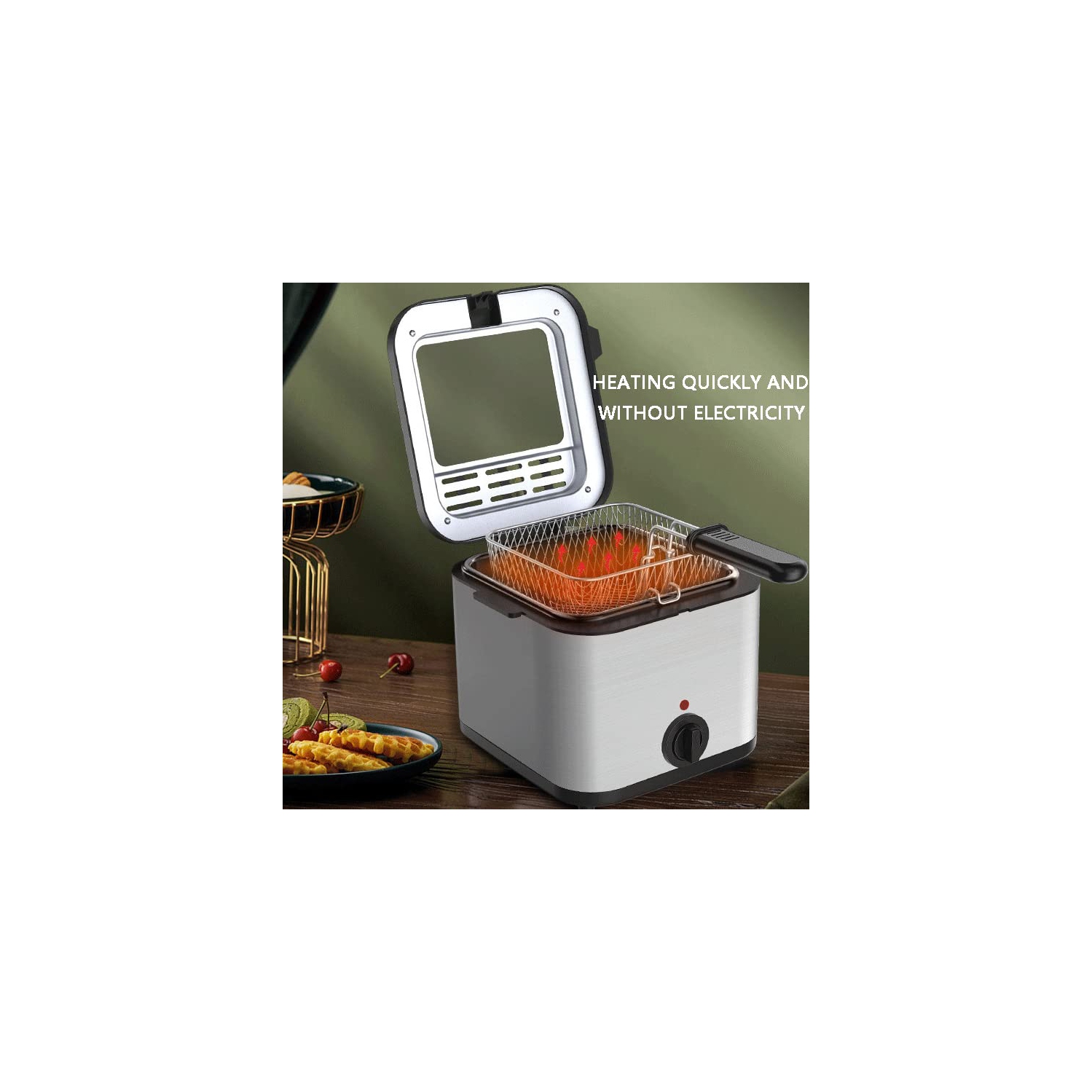 Electric Deep Fryer, 2.5 L Stainless Steel Deep Fryer, Adjustable Temperature with Removable Basket and Viewing Window