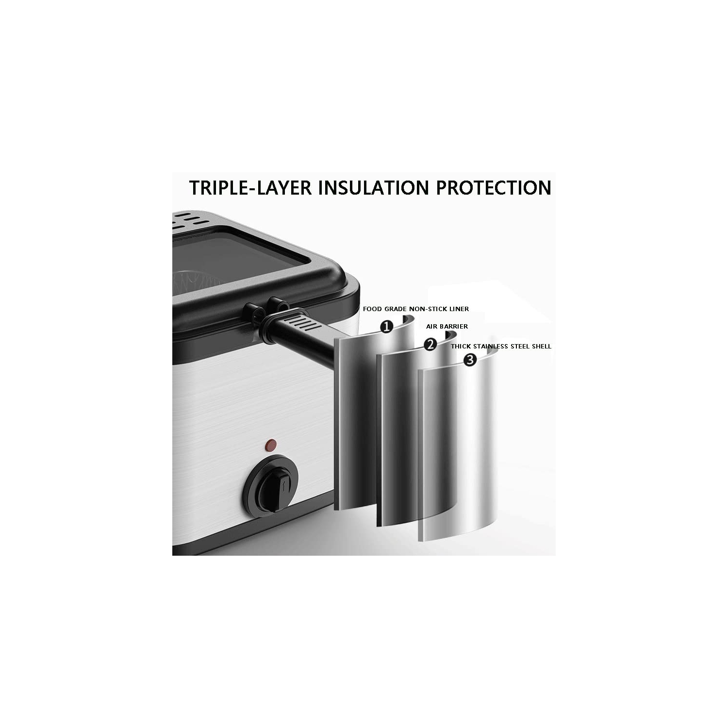 Electric Deep Fryer, 2.5 L Stainless Steel Deep Fryer, Adjustable Temperature with Removable Basket and Viewing Window