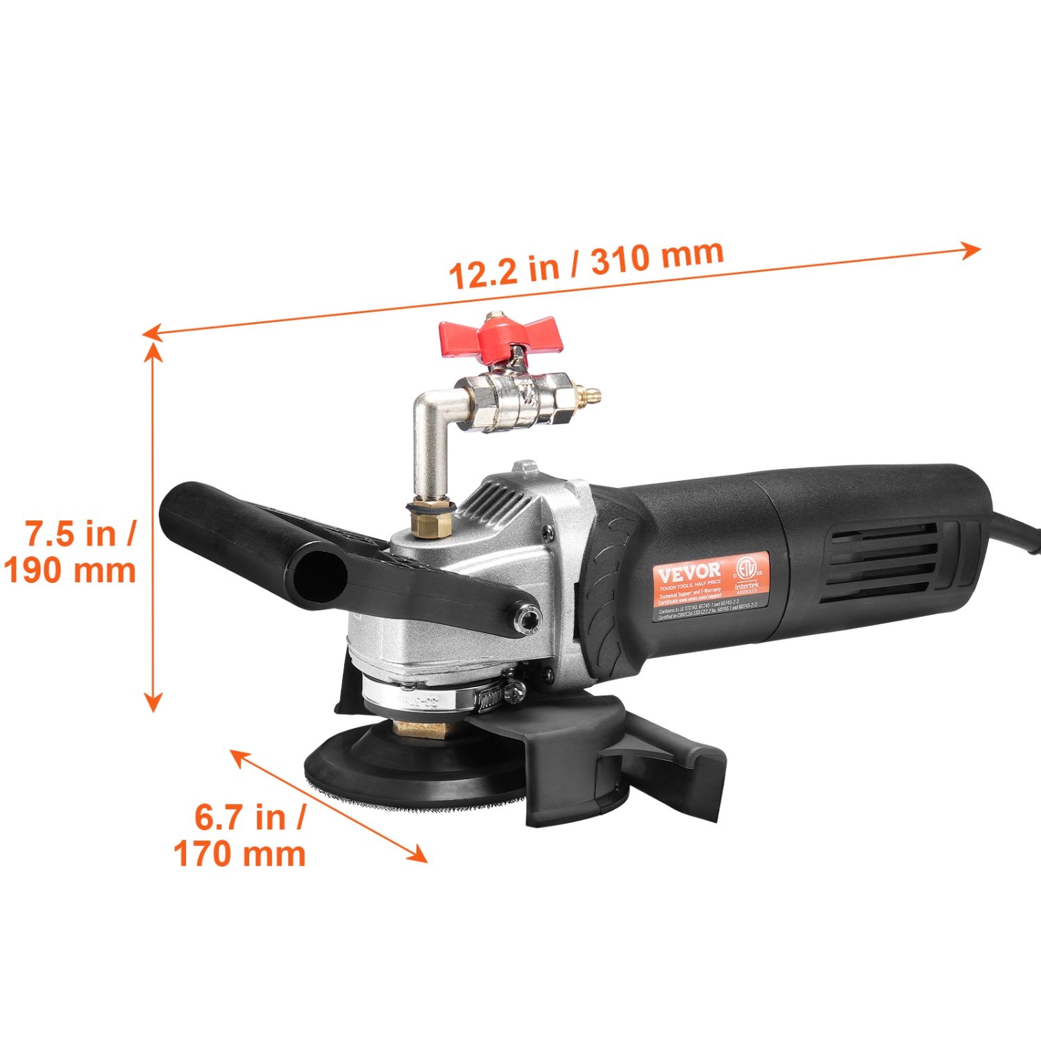 VEVOR 800W Wet Polisher, 4" Concrete Grinder with 6 Speed and 7 Polishing Kits,Grinder Machine for Marble, Granite, Stone, Rock, Tile, Equipped with