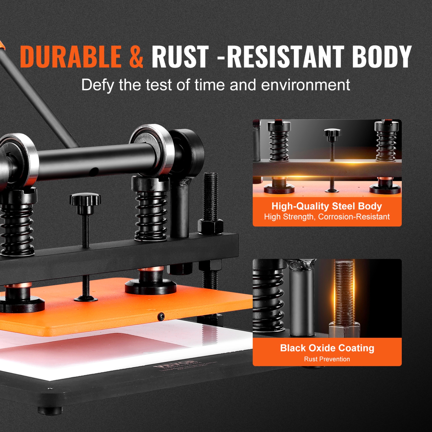 VEVOR 14.2 x 10.2 in Embossing Plate Manual Die Cutter, 0.47 in Pressure Stroke Dual Guide Shafts Die Cut Machine, Leather Embossing Machine for