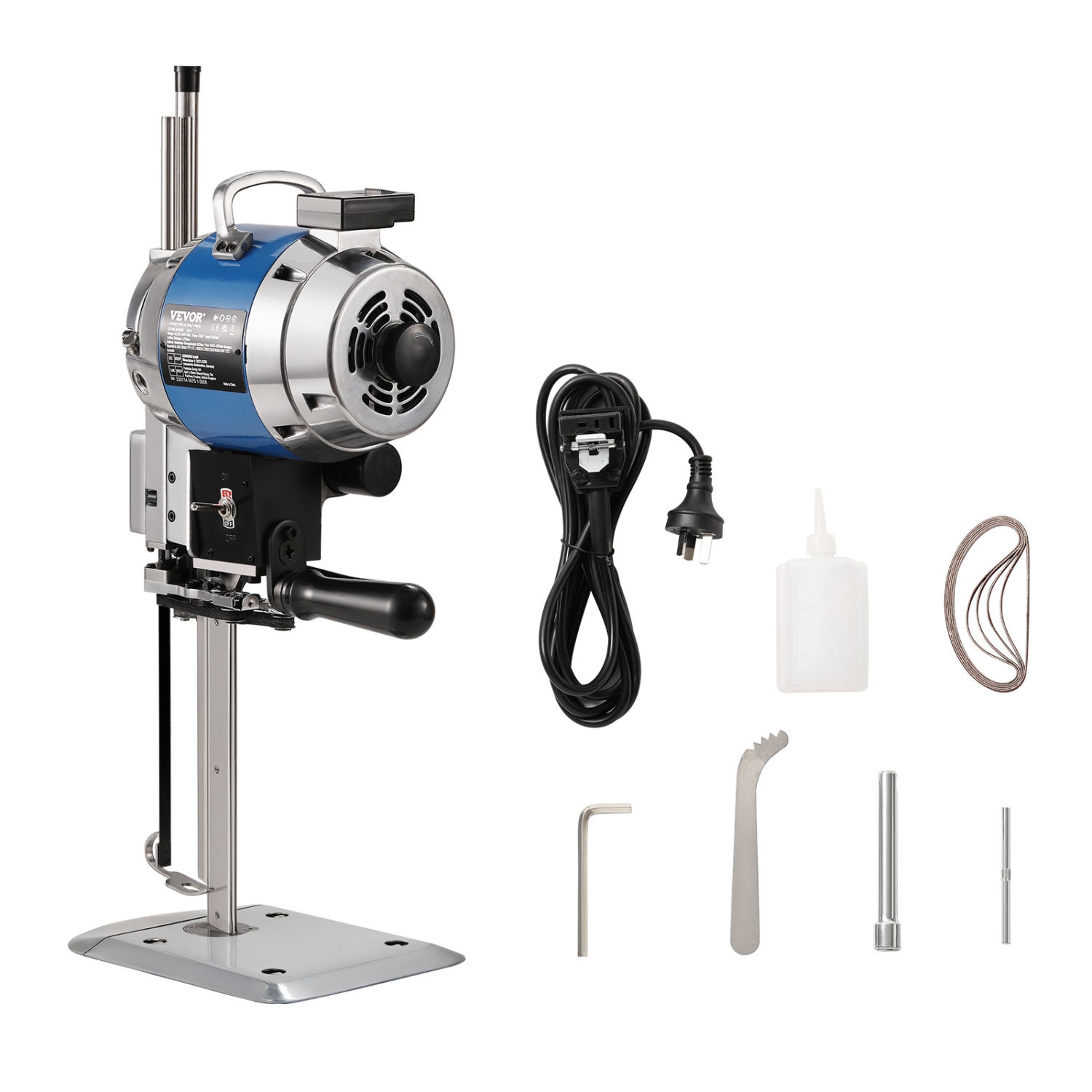 VEVOR 750W High-Speed Straight Knife Cloth Cutting Machine, 9.8" Alloy Steel Blade, Industrial Fabric Cutting Machine with Automatic Knife Sharpen,