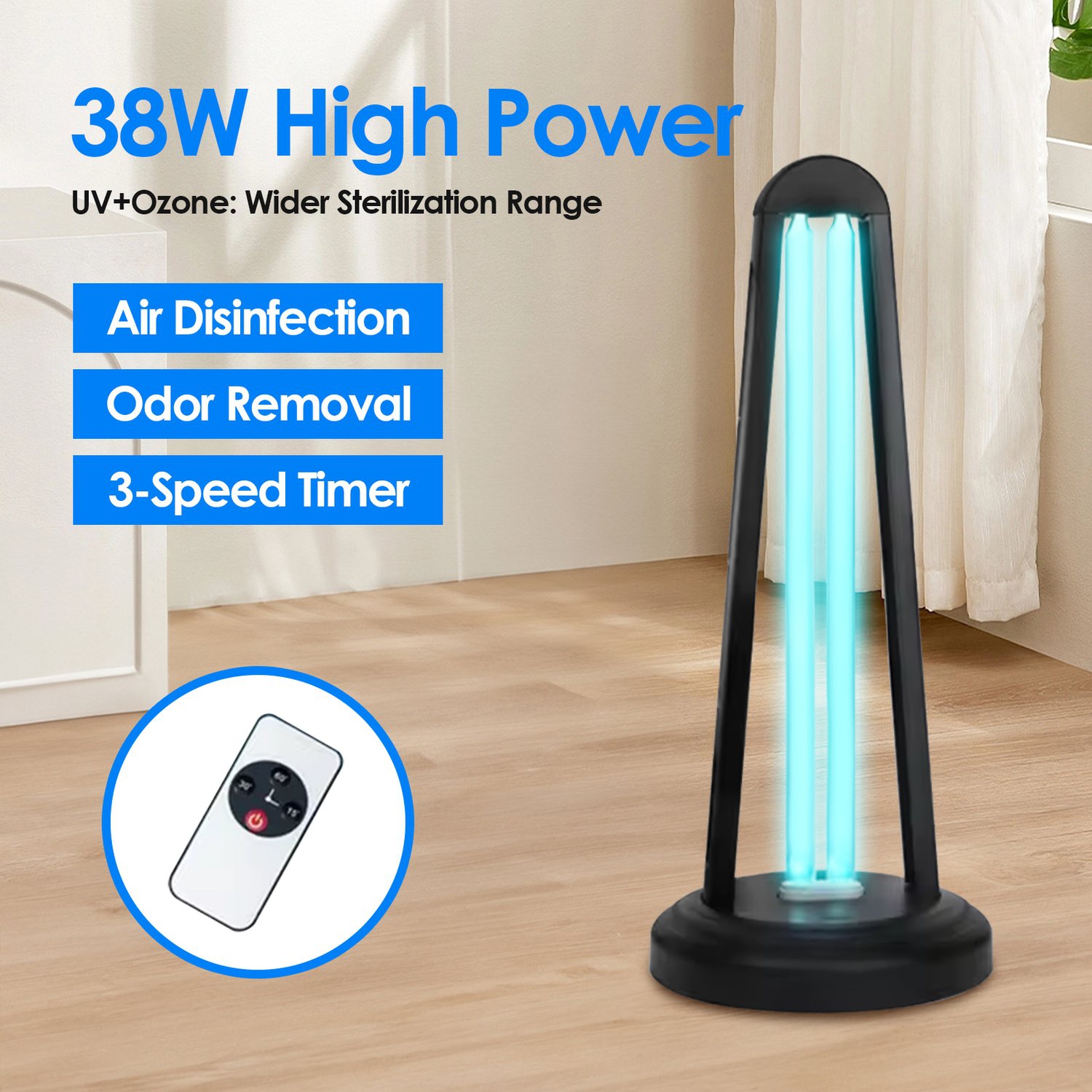 UV Disinfection Lamp Portable Remote Control Ultraviolet Lamp Household Mite Removal Sterilization Disinfection Lamp