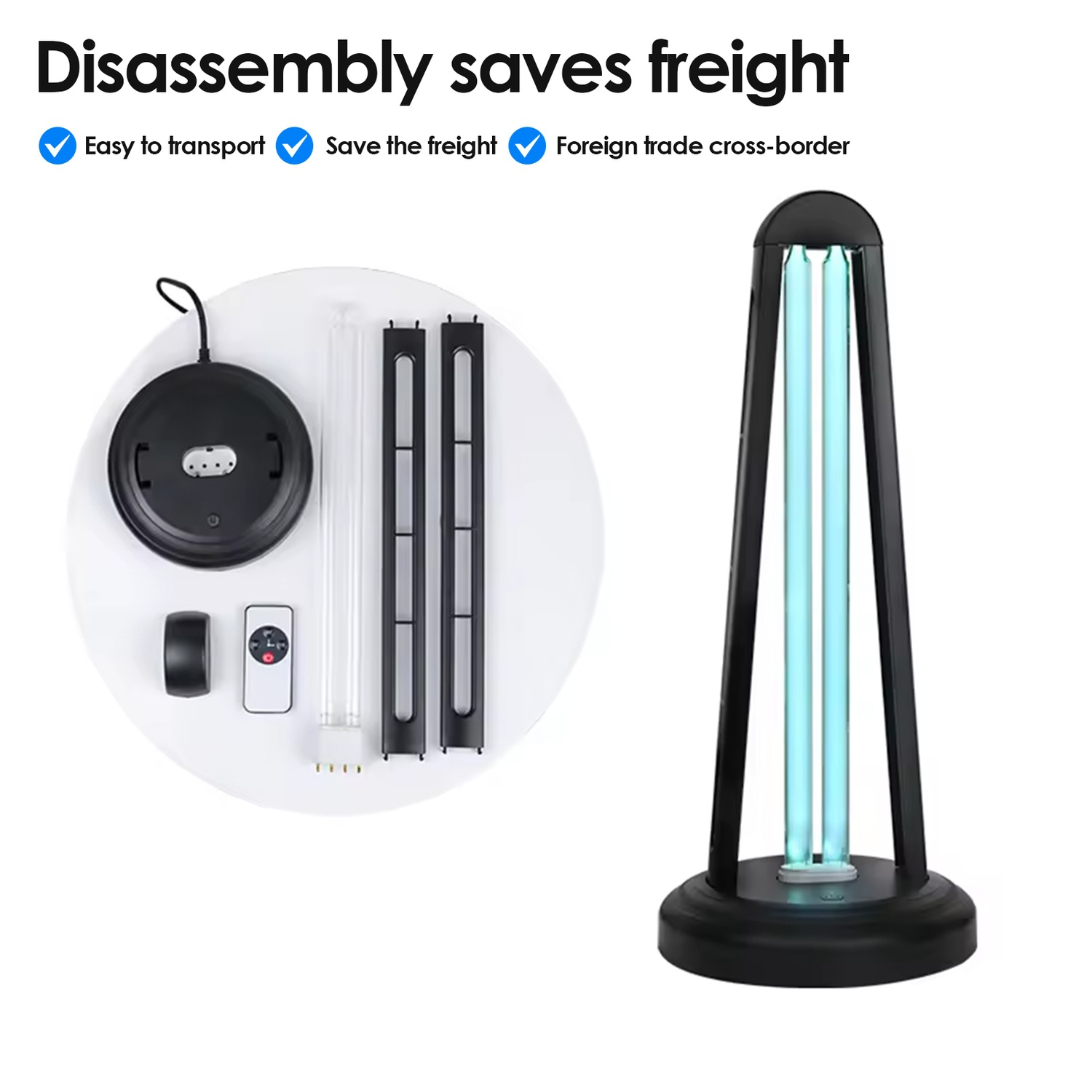 UV Disinfection Lamp Portable Remote Control Ultraviolet Lamp Household Mite Removal Sterilization Disinfection Lamp