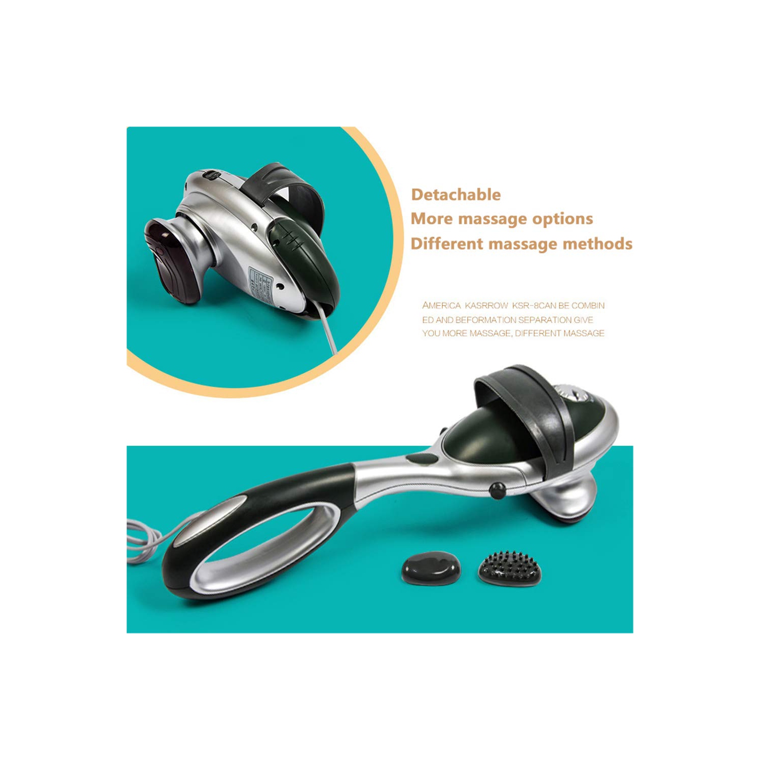 Appareil de massage 3-en-1 portatif à percussion pour tout le corps avec appareil de massage électrique à percussion arrière, tige chauffante