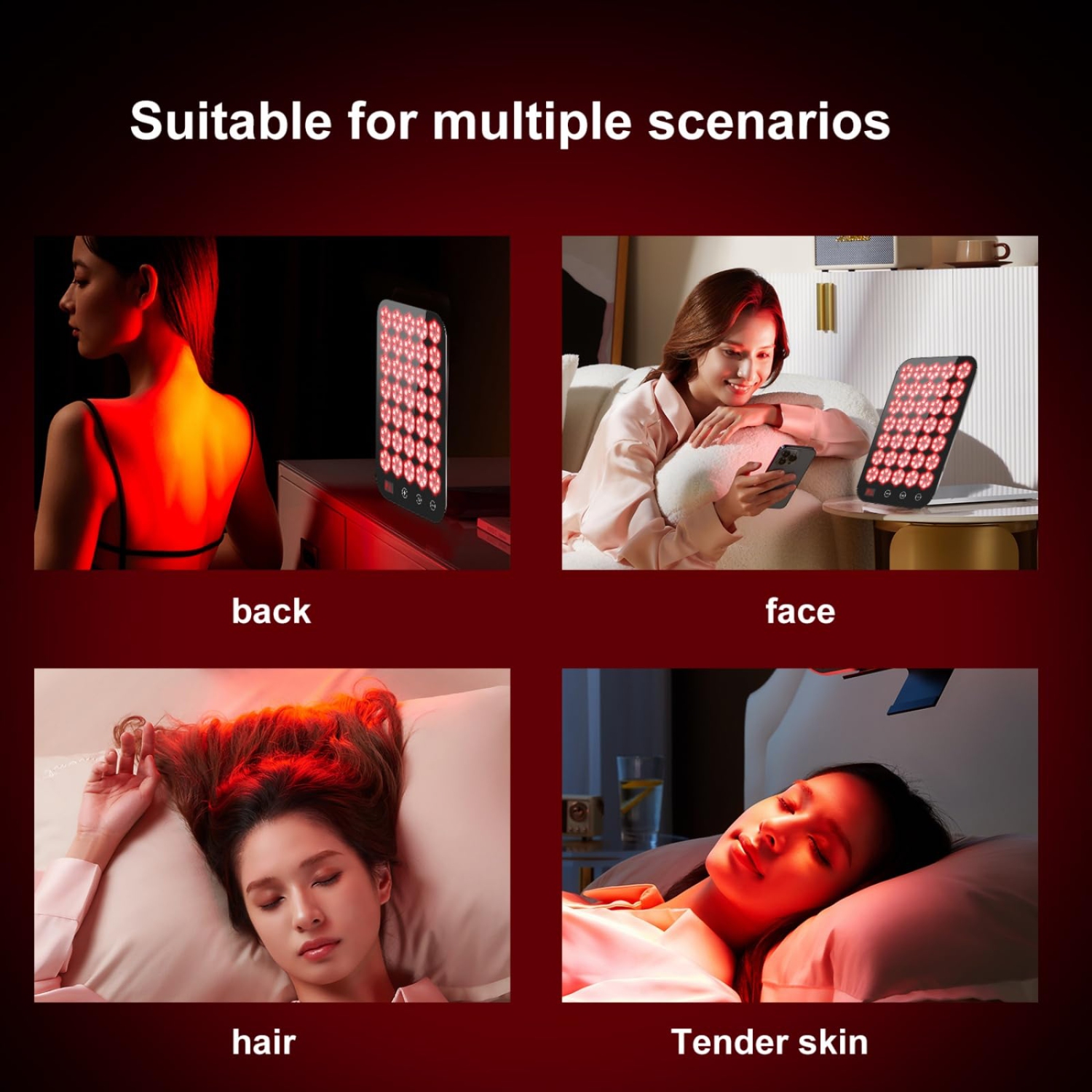 Panneau de thérapie à la lumière rouge pour le visage et le corps, lampe de beauté avec lunettes de protection, salon et utilisation à la maison,