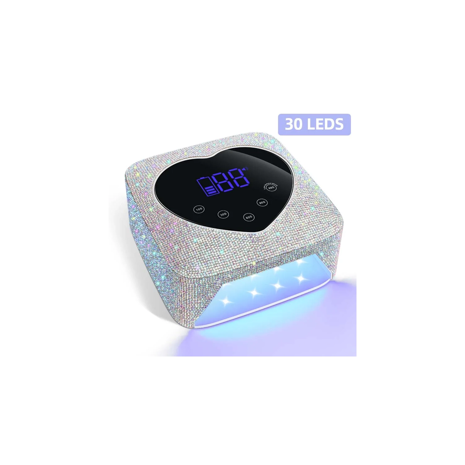 UV LED Nail Lamp , Rechargeable 72W Cordless UV Light for Nails With Rhinestone Heart Shaped Manicure Pedicure Machine Nail Tools