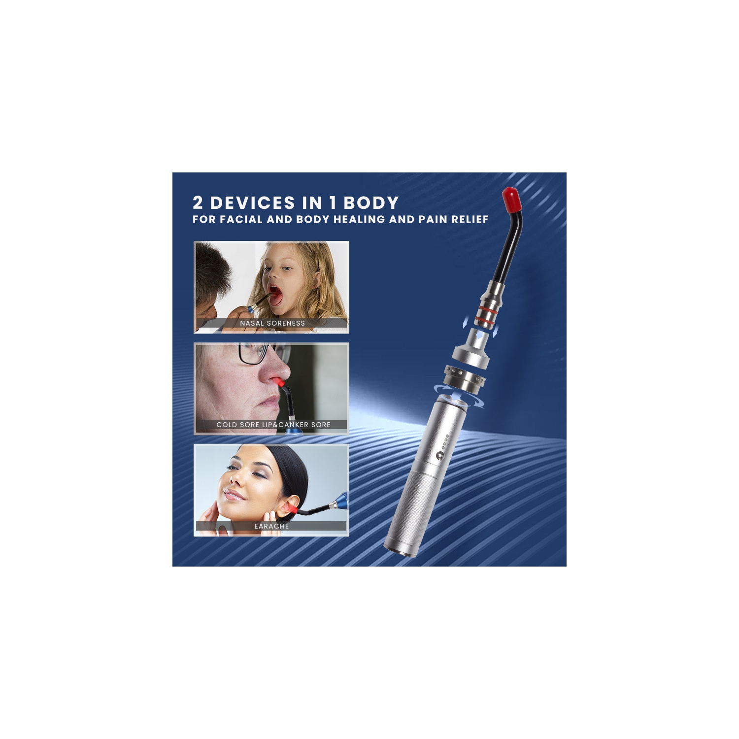 Infrared Red Light Therapy Device , Pain Relief for Lips, Mouth, Nose, Ear, with Near Infrared and Blue Light Therapy Light